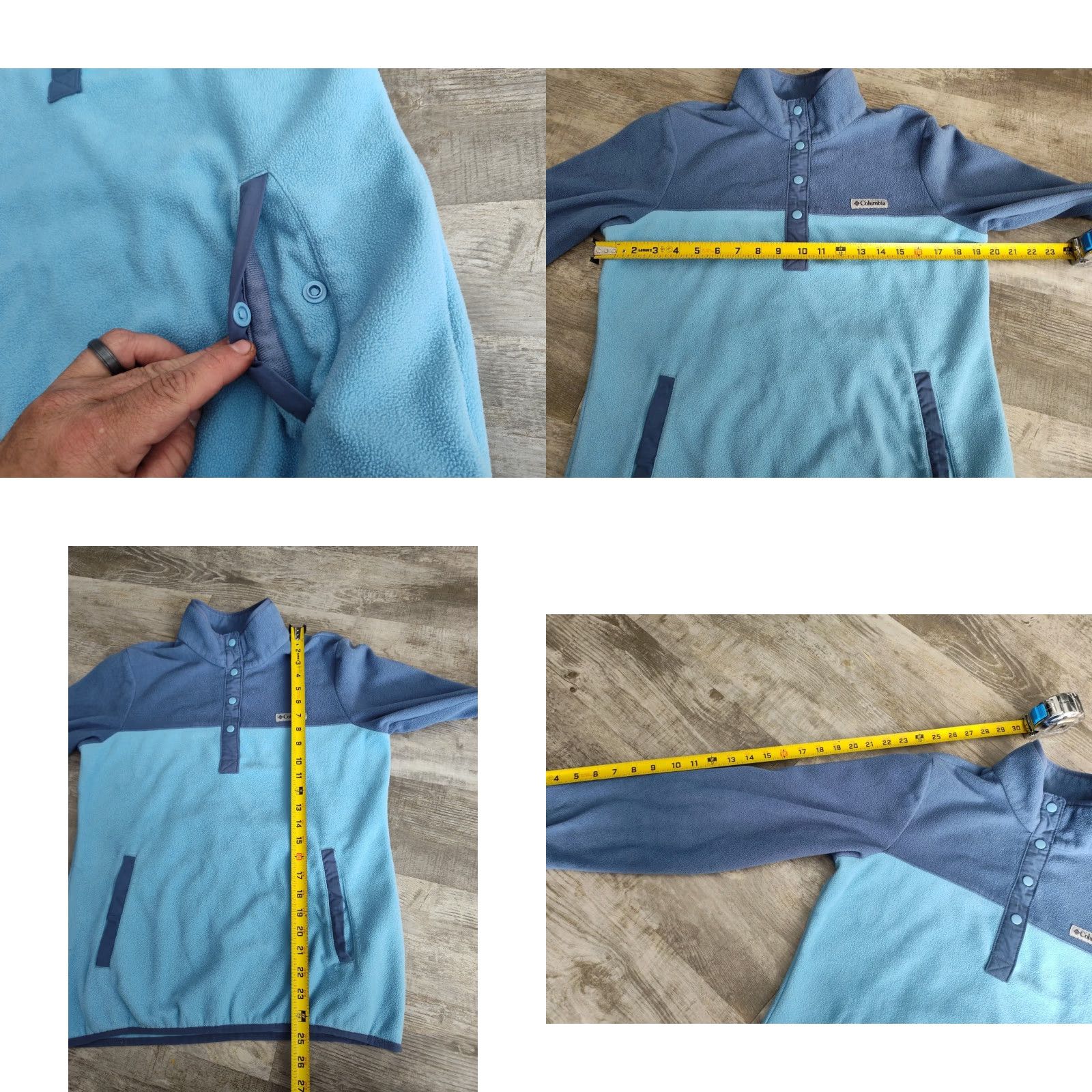 Vintage Columbia Women’s Fleece Pullover Jacket Medium Blue 1/4 Snap Button Pockets EUC Size M / US 6-8 / IT 42-44 - 8 Thumbnail