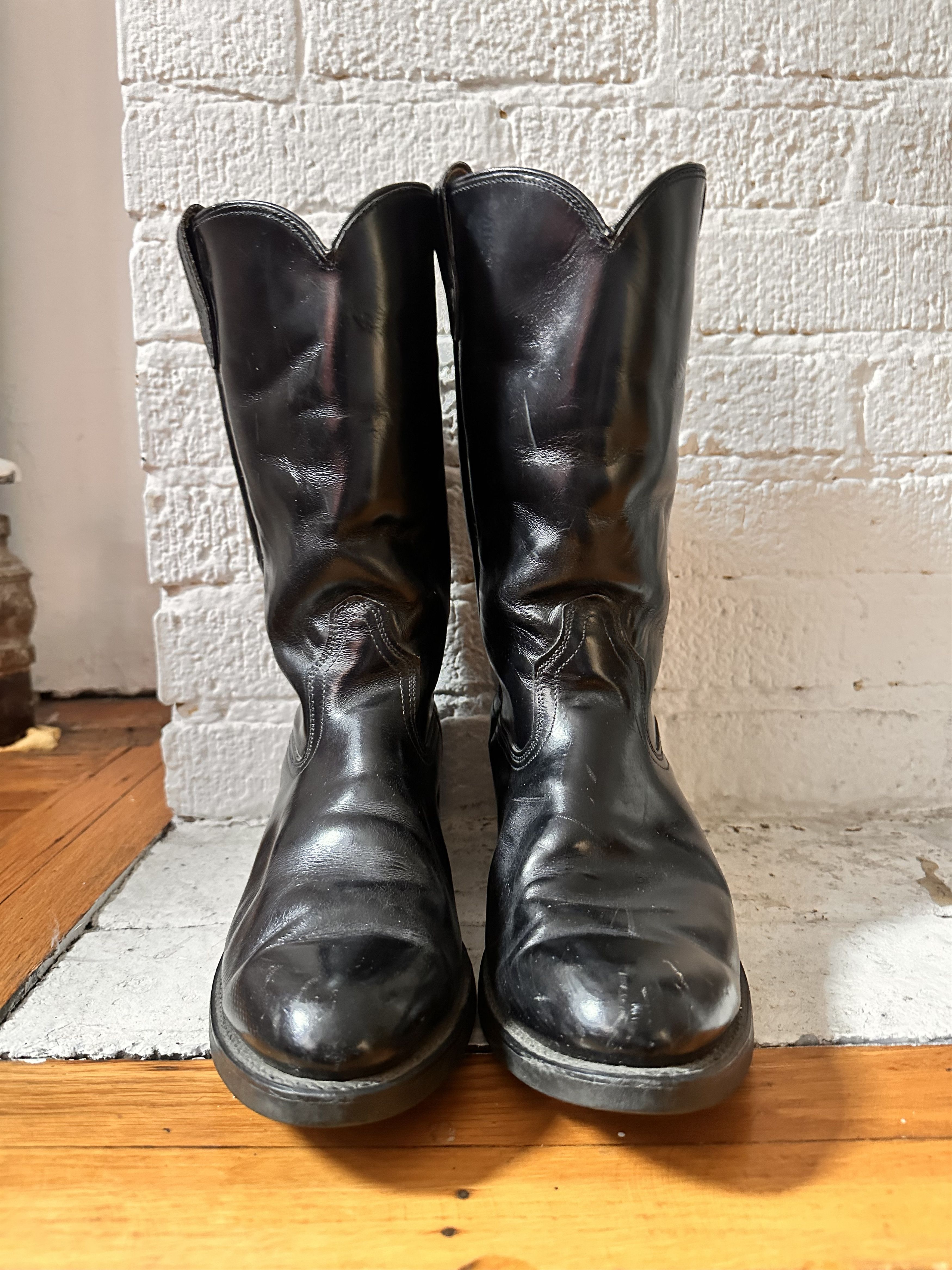 Men\'s VTG Western Black Leather Cowboy Boots US 9.5 Abilene Men\\\ main image 4