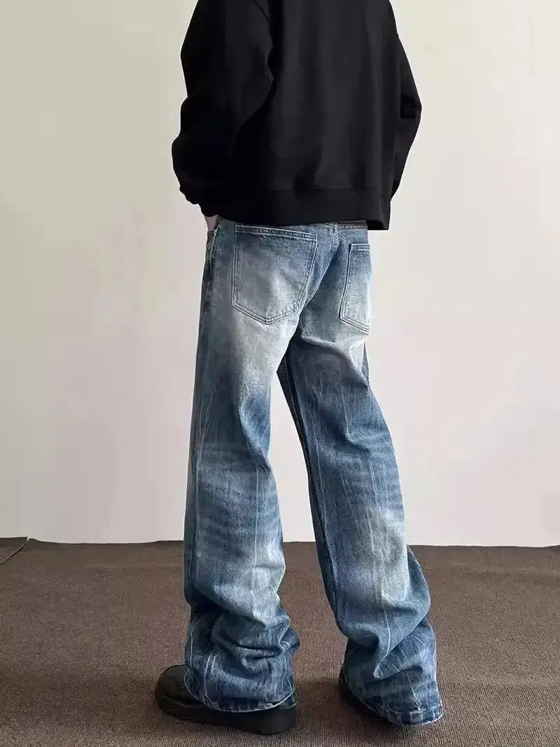 Japanese Brand Street distressed corrugated crease micro-flared jeans y2k Size US 32 / EU 48 - 3 Thumbnail