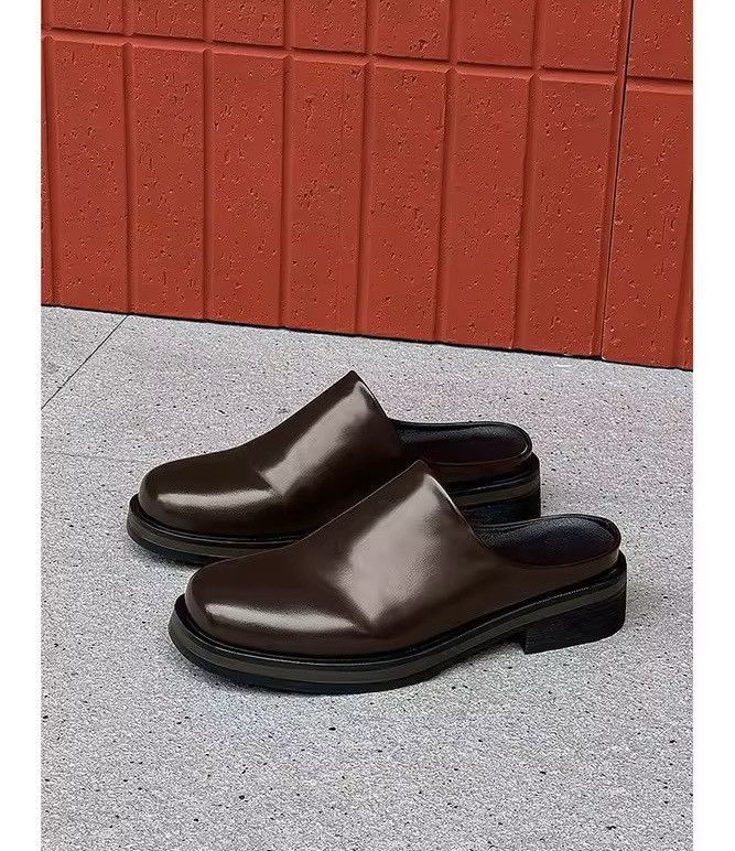 Genuine Leather Real Leather Casual Brown Outdoor Square Slippers Boots Size US 11 / EU 44 - 4 Thumbnail