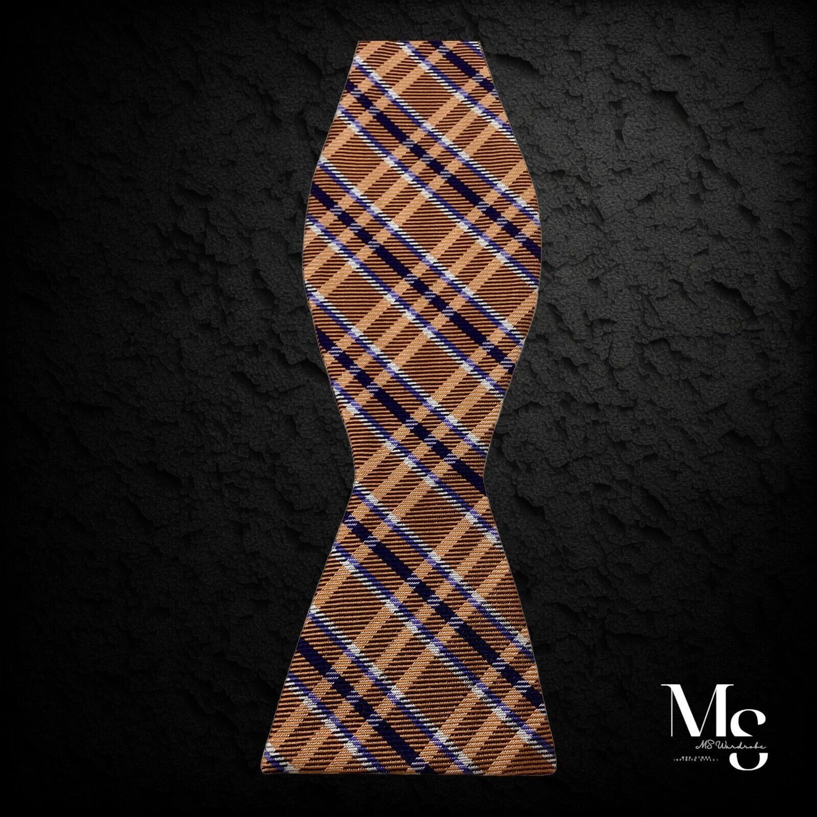 Countess Mara COUNTESS MARA Orange Plaids & Cheks Adjust Self Bow Tie Silk Size ONE SIZE - 1 Thumbnail