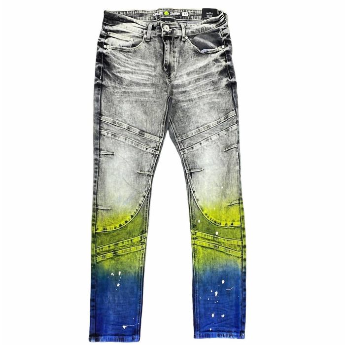Designer CREATE 2mrw Men's Paint Splattered Denim Jean In Grey Grailed
