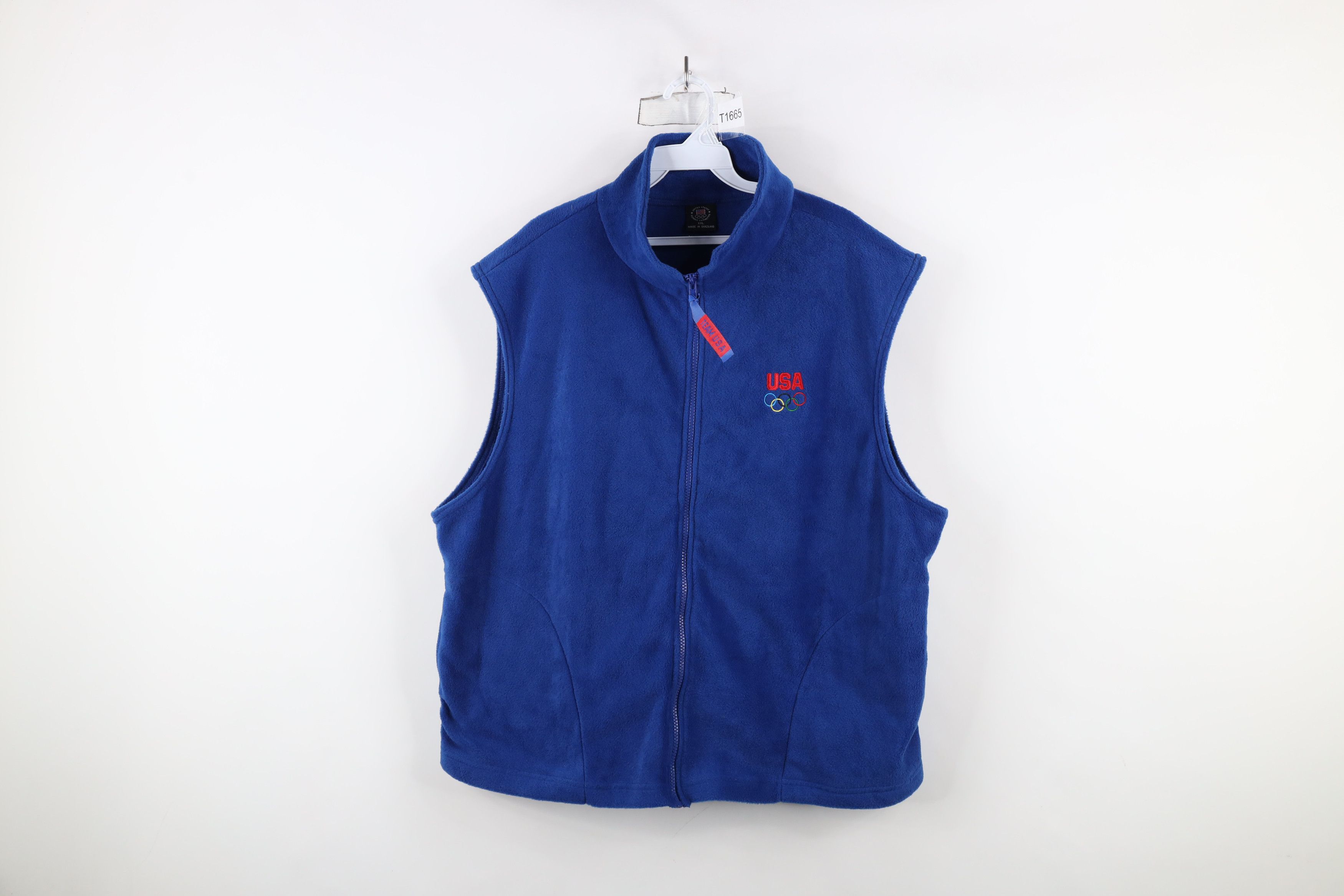 Vintage Vintage 90s USA Olympics Full Zip Fleece Vest Jacket Blue Size US XXL / EU 58 / 5 - 1 Thumbnail