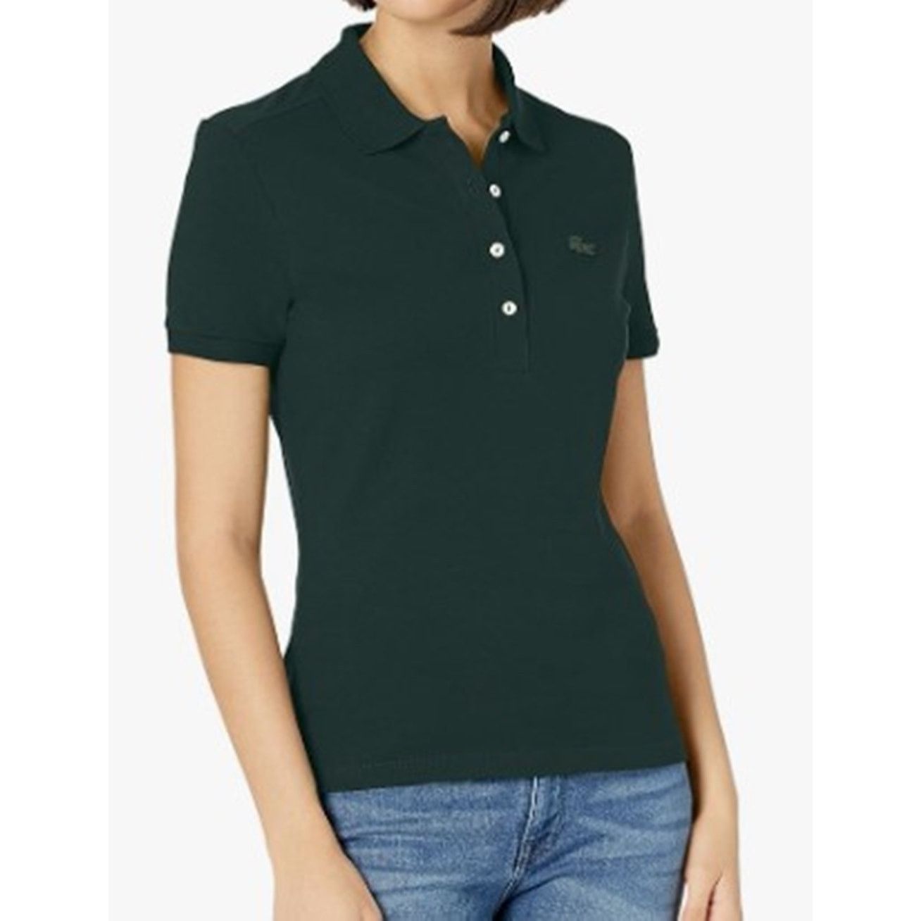 Lacoste Lacoste Women's Slim Fit Stretch Pique Polo Shirt Green 14 Size XL / US 12-14 / IT 48-50 - 1 Thumbnail