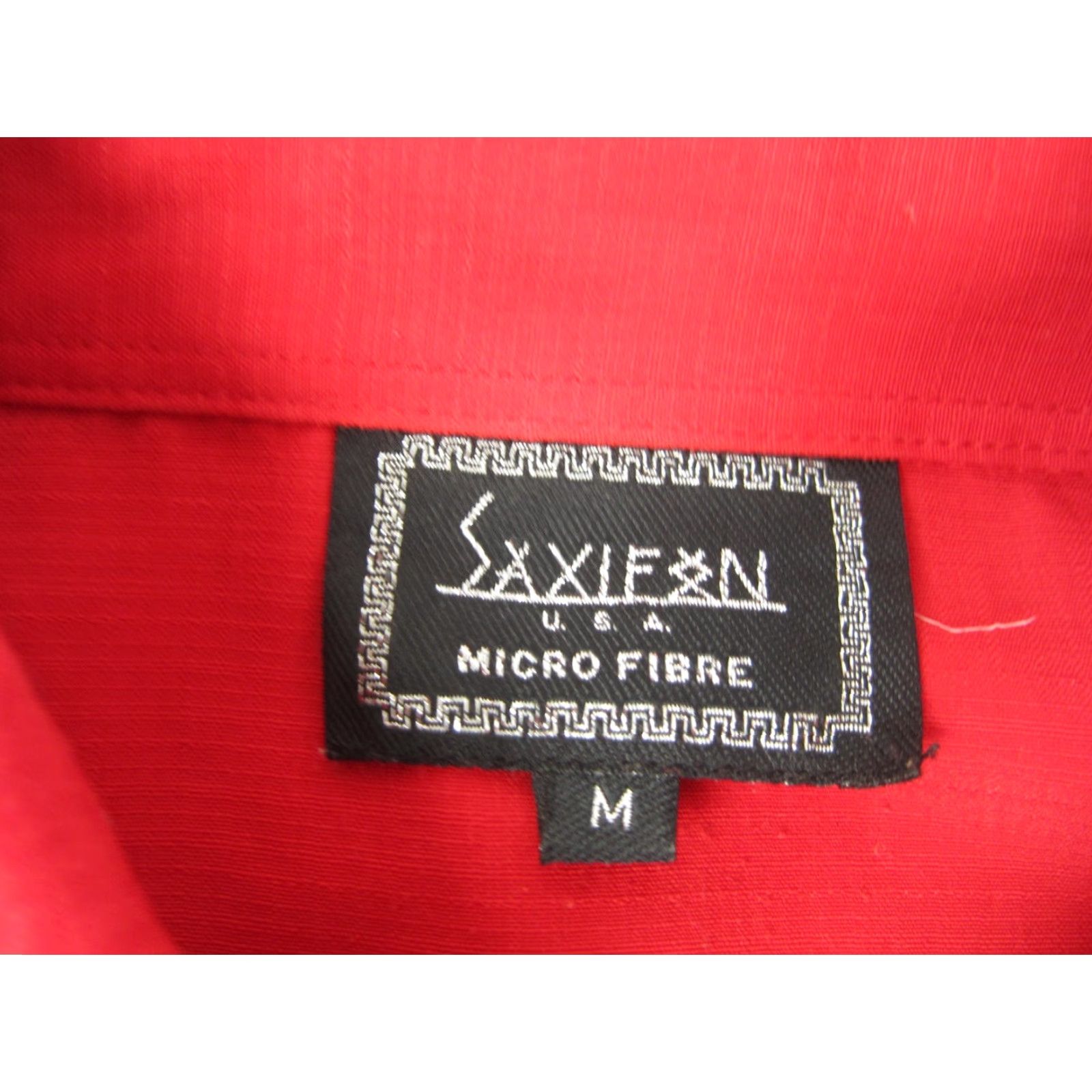 Vintage Saxifon Shirt Mens M Red Embroidered Western 90s Button-Up Collar Shirt Vintage Short Sleeve Poplin Polyester Size US M / EU 48-50 / 2 - 5 Thumbnail