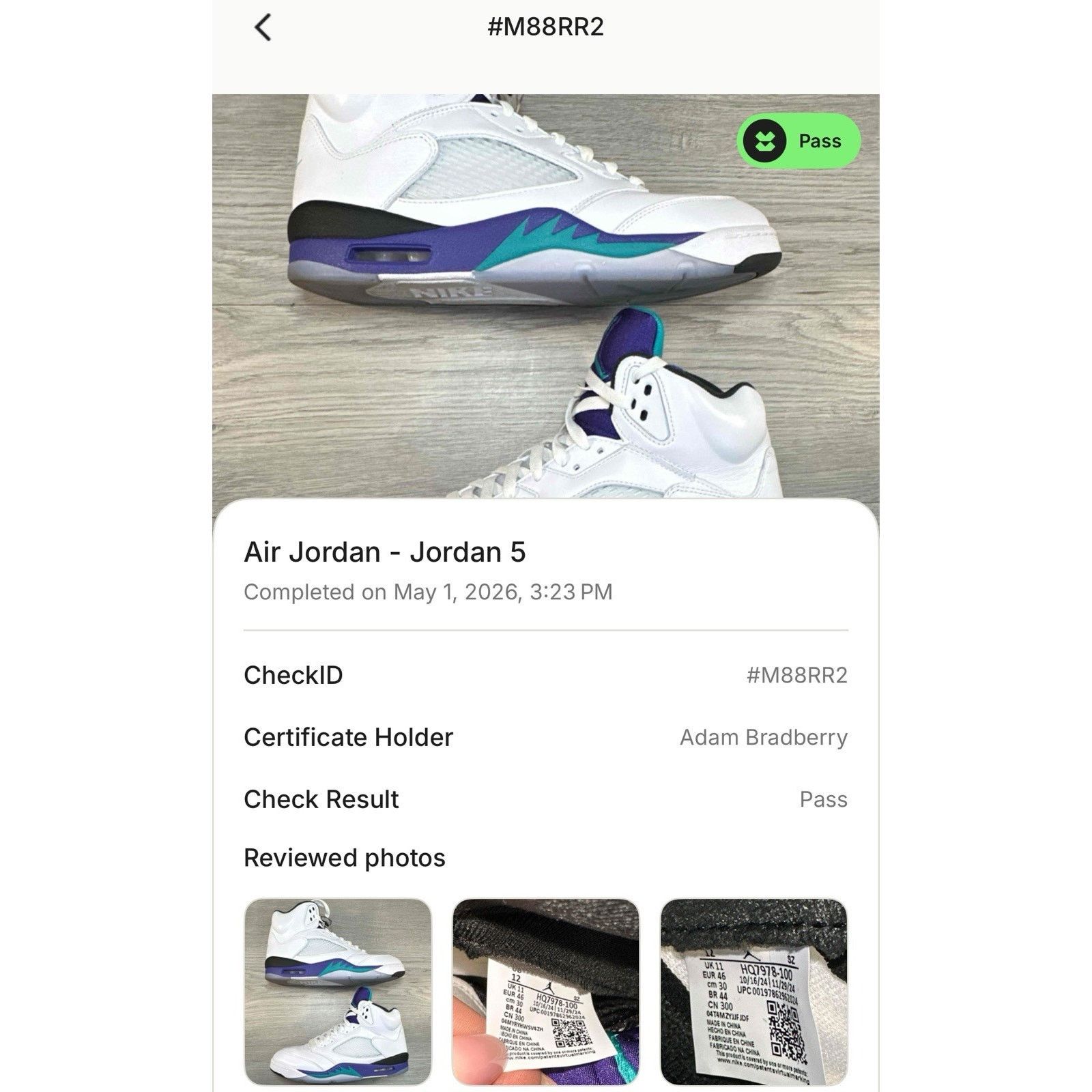 Jordan Brand Air Jordan 5 Retro Grape 2025 - Size 12 Size US 12 / EU 45 - 10 Thumbnail