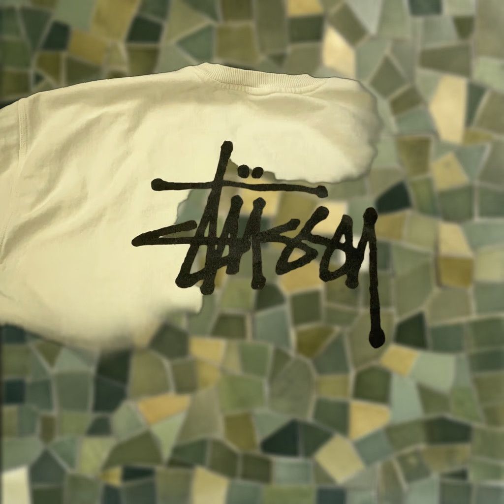 Stussy Sweatshirt Adult XXL Beige Crew Neck Fleece Logo Pullover Mens
