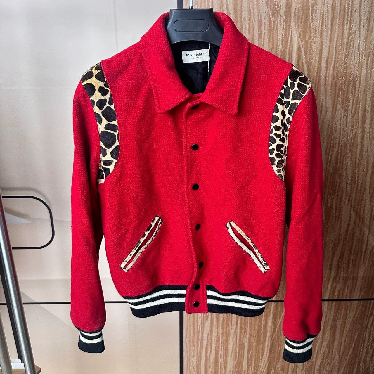 Saint Laurent Paris Saint Laurent Paris Red leopard print baseball jacket Size US S / EU 44-46 / 1 - 1 Thumbnail
