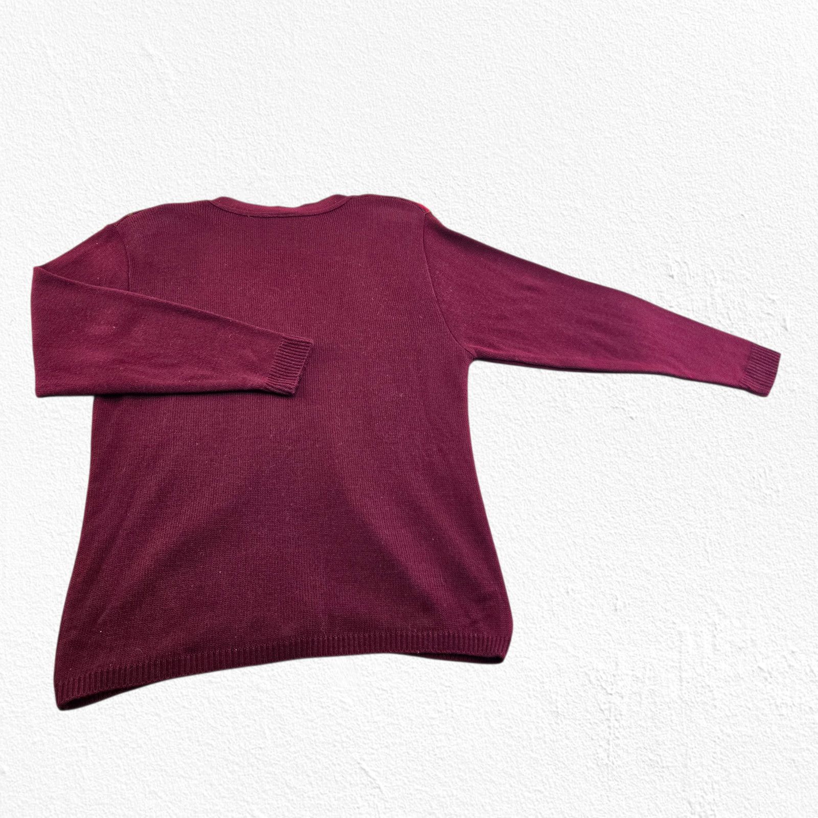 Vintage 90s Burgundy Leaf Print Cardigan USA Made Size Medium Size M / US 6-8 / IT 42-44 - 9 Thumbnail
