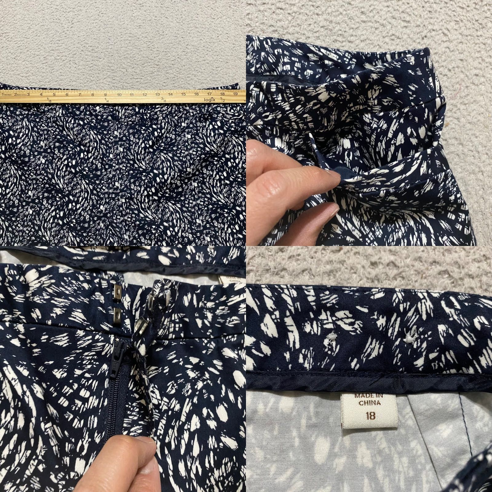 Coldwater Creek Coldwater Creek Womens 18 Plus Pants Blue Geometric Straight Capri High Rise Capri Pants Plus Size Blue Geometric Classic Casual Womens Size 40" / US 18 - 8 Thumbnail