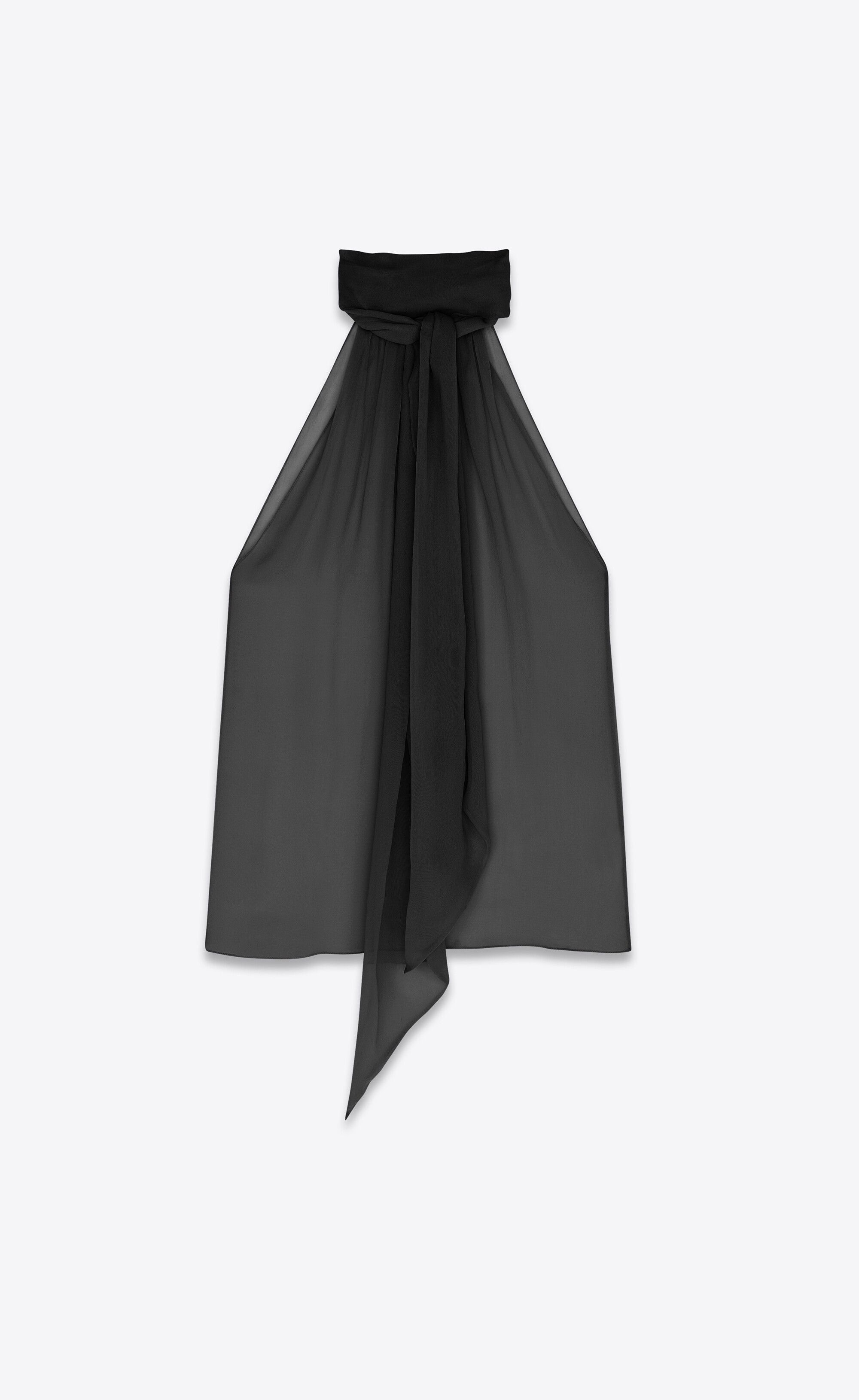 Saint Laurent Paris o1s1wg110125 714564 Lavallière-Neck Blouse Crepe Muslin Size M / US 6-8 / IT 42-44 - 2 Thumbnail