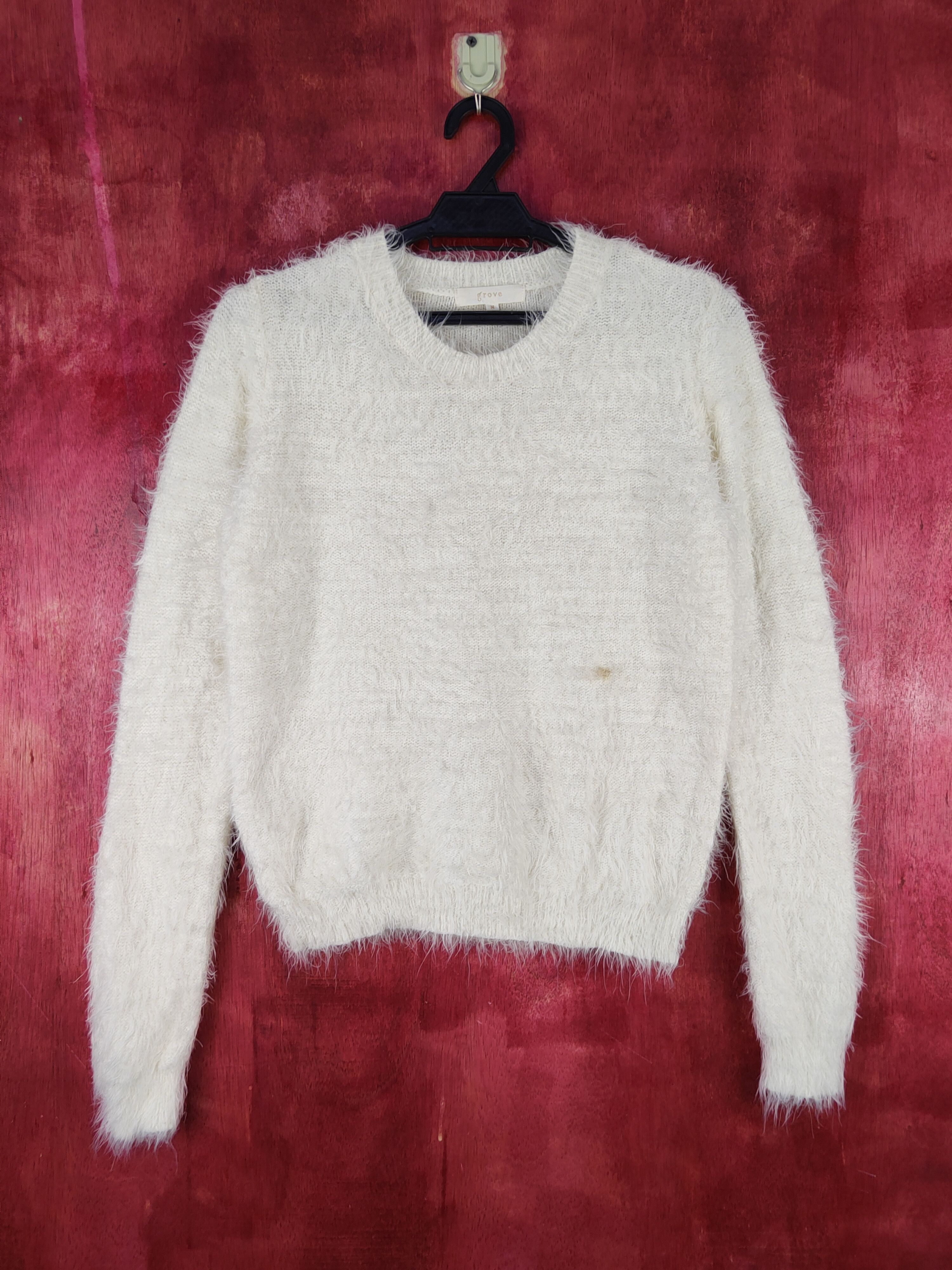 Homespun Knitwear Grove Ivory Shag Shaggy Fur Mohair Knitwear #S2060 Size M / US 6-8 / IT 42-44 - 1 Thumbnail