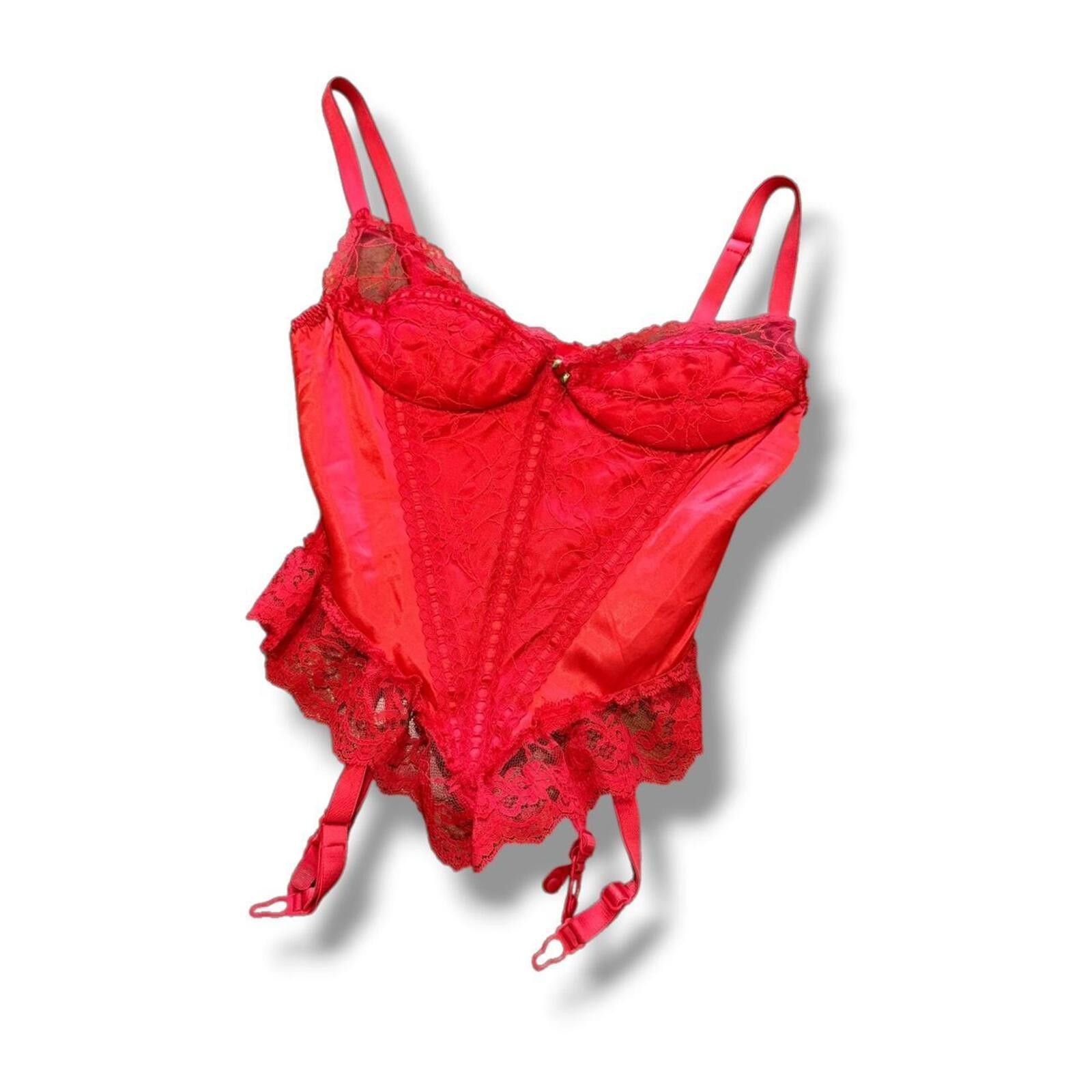 Other Red Lace Trim Garter Clip Frederick’s Corset Top Size ONE SIZE - 1 Thumbnail