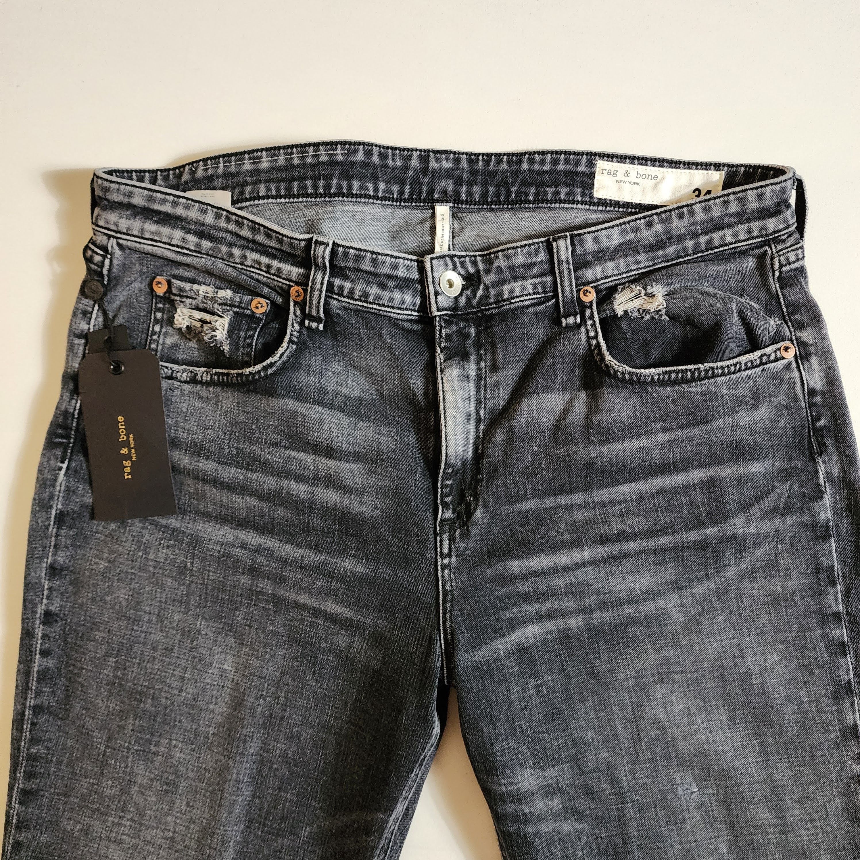 Rag & Bone NWT ABBOTS DRE Low-rise Slim Boyfriend Jeans Size 34" / US 12 / IT 48 - 2 Thumbnail