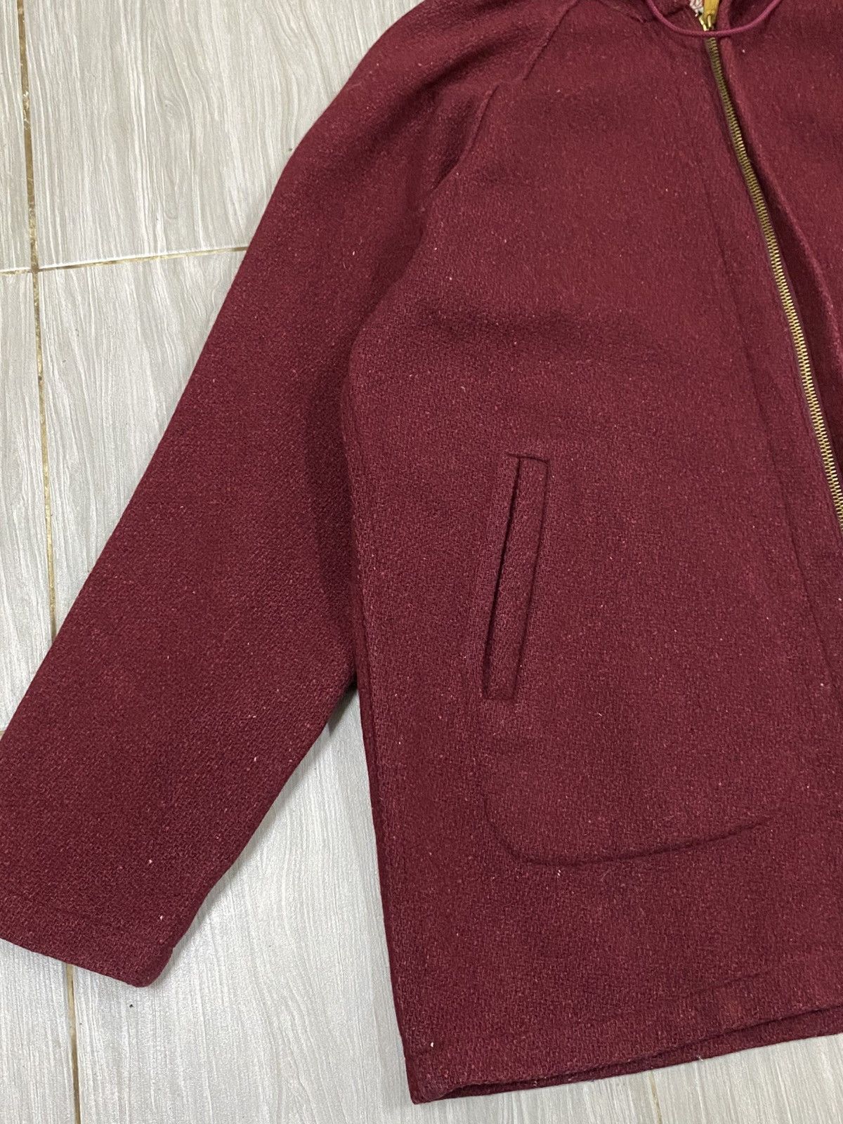 Woolrich Woolen Mills Vtg Woolrich Wool Hoodie Jacket | Talon Zipper | Burgundy Size US L / EU 52-54 / 3 - 5 Thumbnail