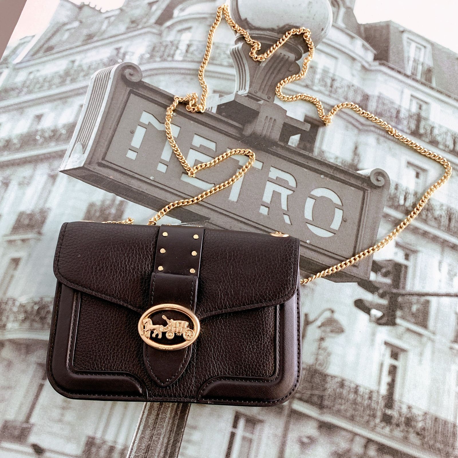 Coach Coach 6925 Georgie Crossbody With Rivets IN BLACK Size ONE SIZE - 4 Thumbnail