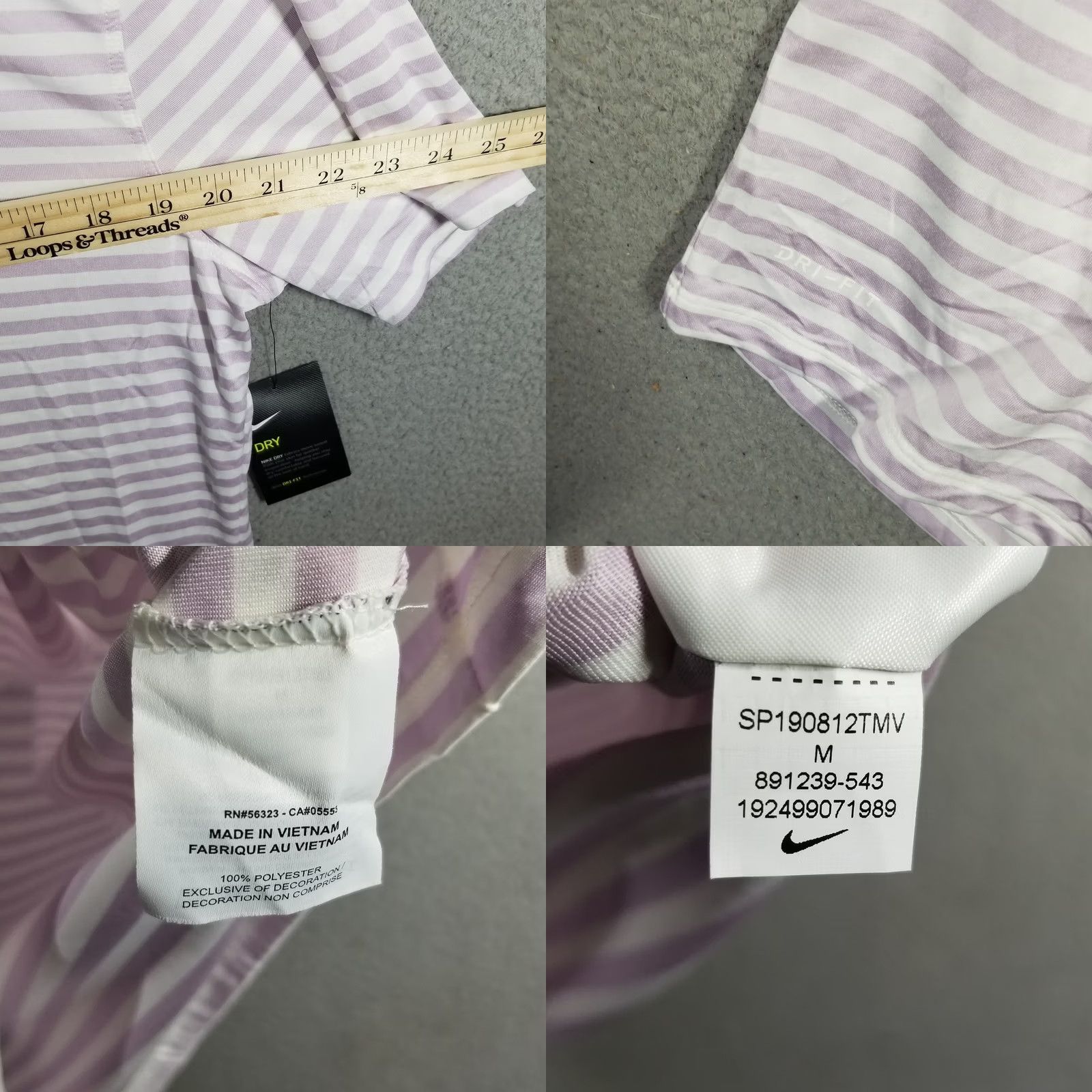 Nike Nike Golf Polo Shirt M Mens Purple White Striped Dri-FIT Victory 91% Polyester 9% Spandex Short Sleeve Breathable Activewear Polo Size US M / EU 48-50 / 2 - 8 Thumbnail