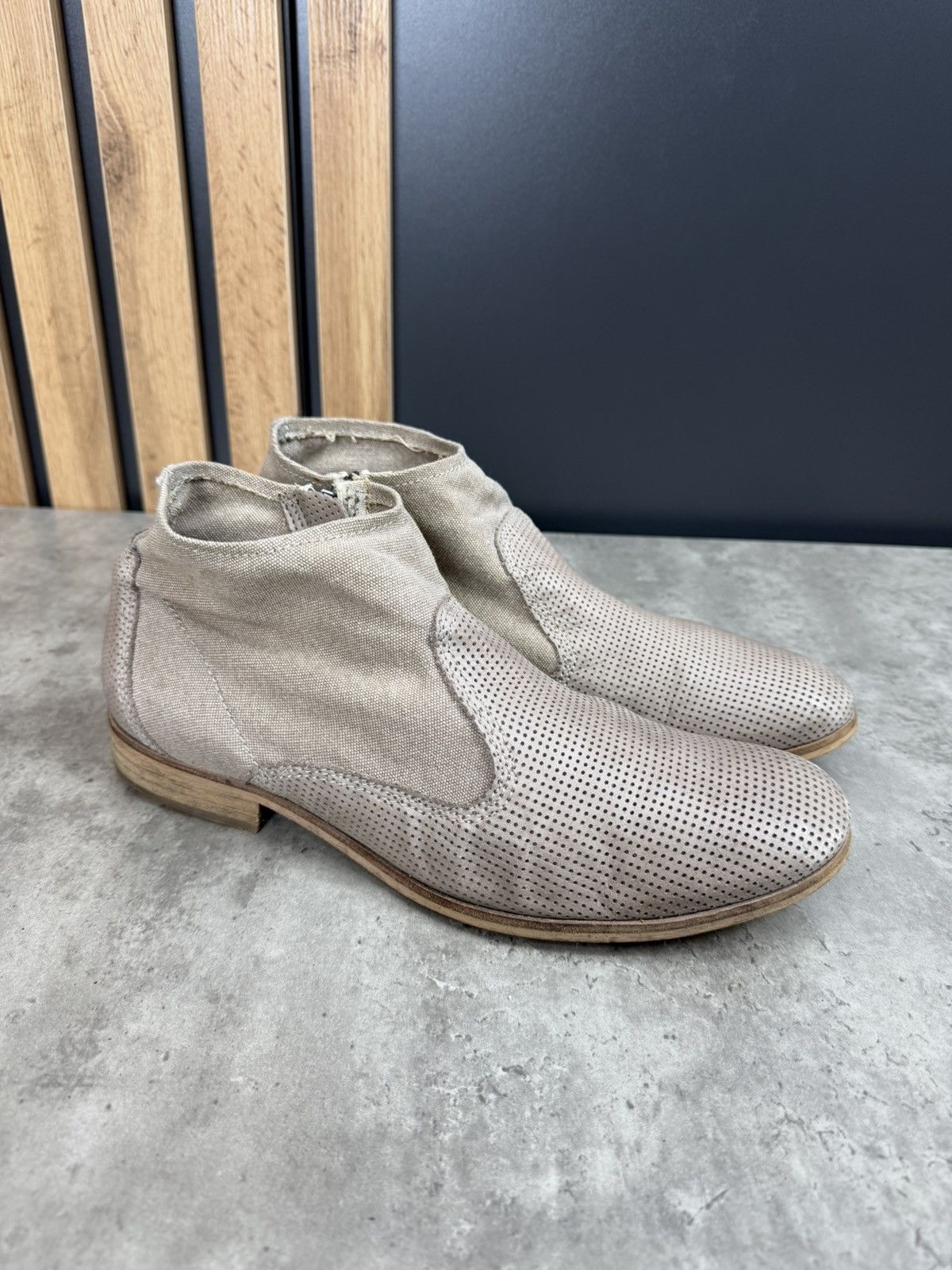 Diesel Diesel Perforated Leather Canvas Ankle Boots Size 44 Size US 10 / EU 43 - 3 Thumbnail