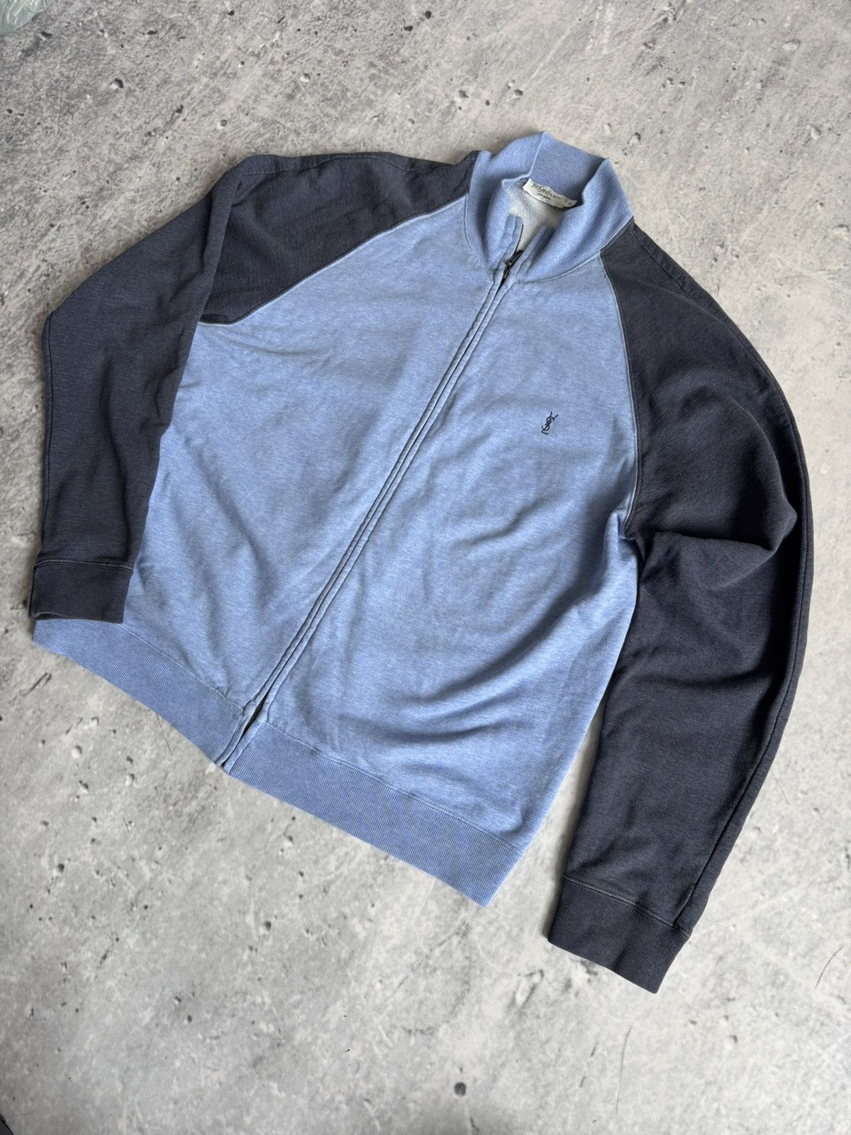 Vintage × Yves Saint Laurent Vintage zip jacket YVES SAINT LAURENT blue sweatshirt Size US XL / EU 56 / 4 - 2 Thumbnail