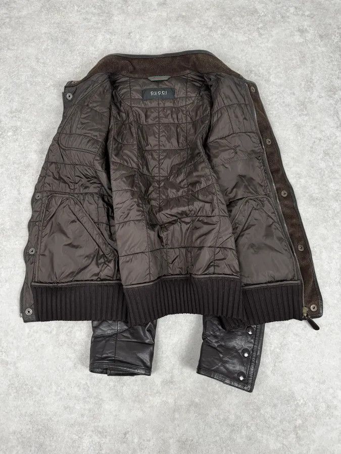 Gucci 2000s Gucci Brown Quilted Leather Jacket Size US L / EU 52-54 / 3 - 8 Thumbnail
