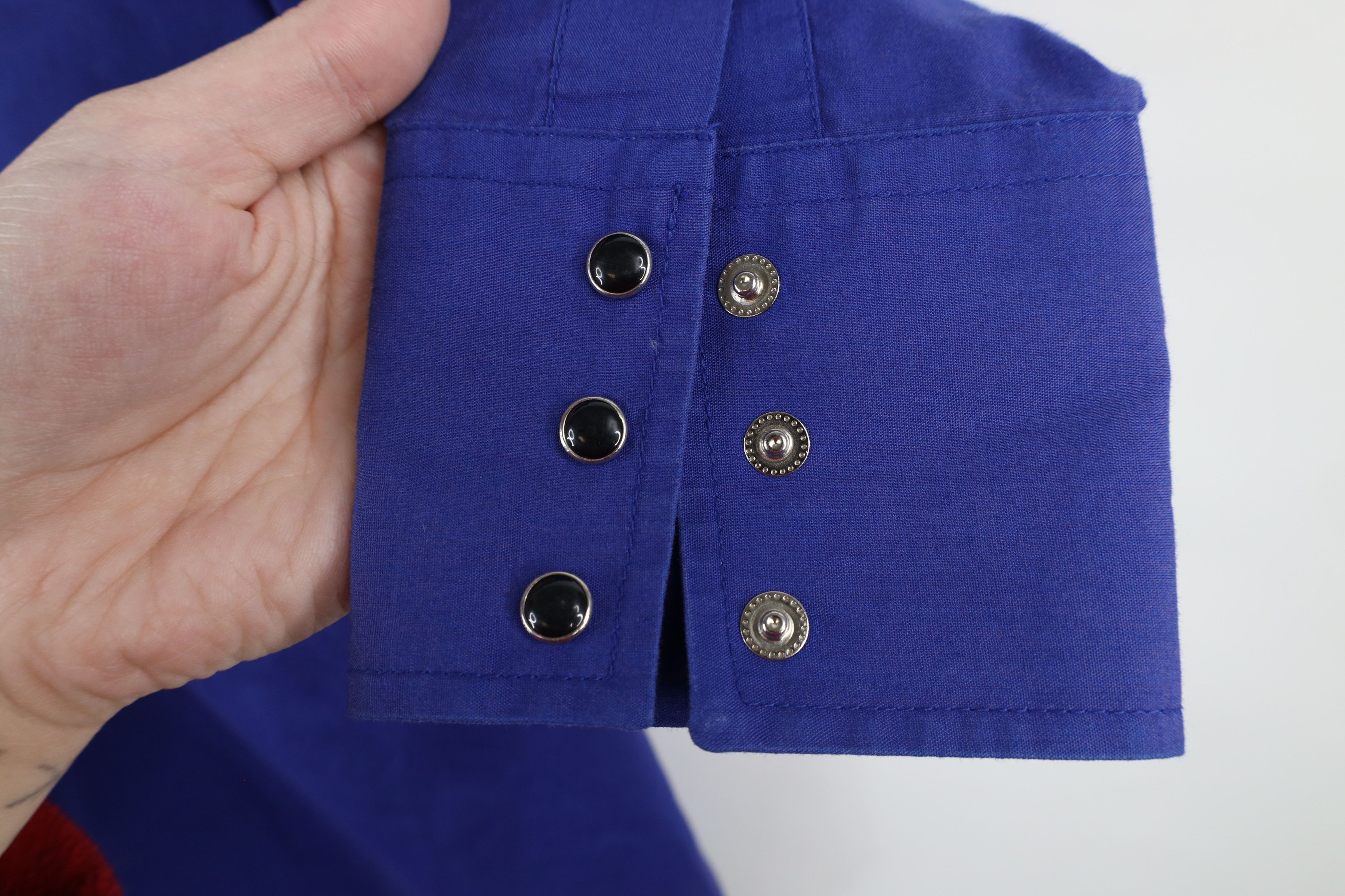 Vintage Vintage 90s Rockabilly Western Tribal Snap Button Shirt Blue Size US S / EU 44-46 / 1 - 7 Thumbnail