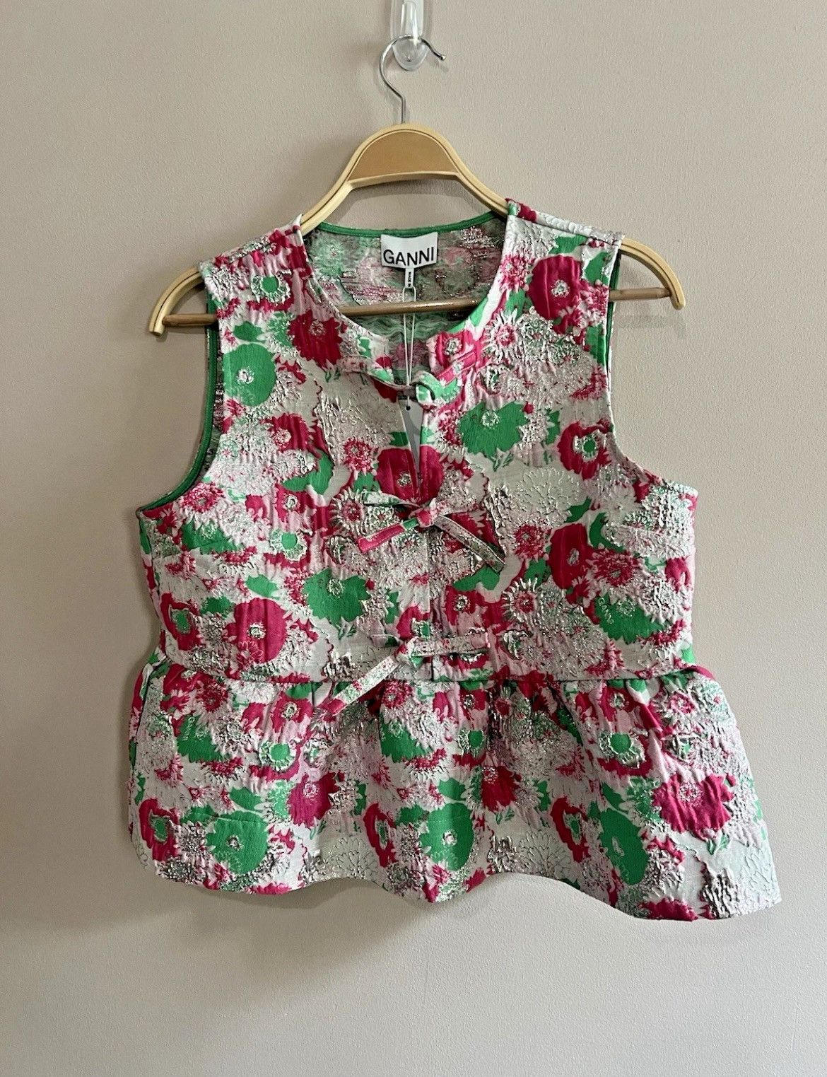 Ganni GANNI 3D Floral Ribbon Top Size M / US 6-8 / IT 42-44 - 5 Thumbnail