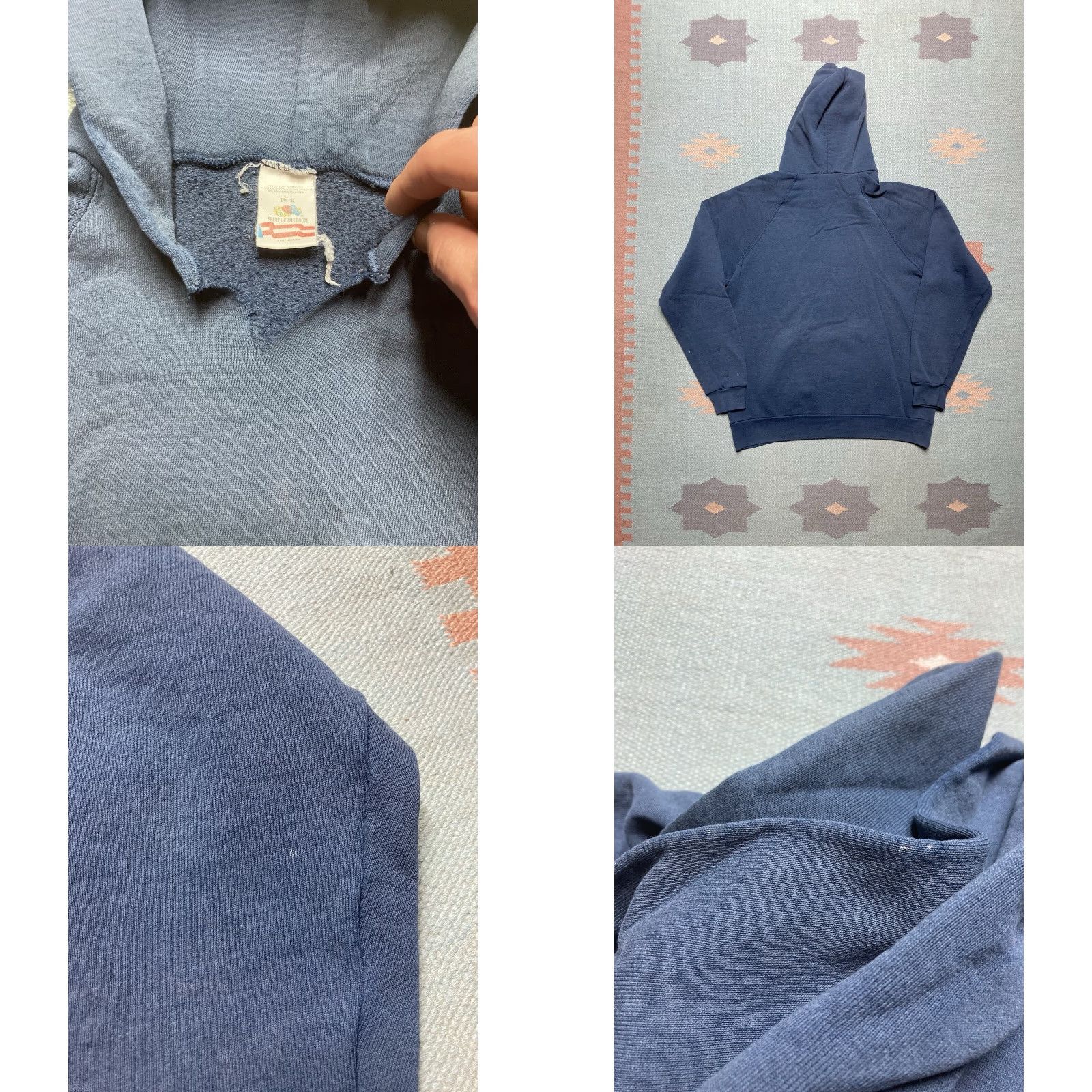 Fruit Of The Loom VINTAGE 80s 90s Fruit of the Loom Hoodie Logo Pullover Navy Blue M Men Size US M / EU 48-50 / 2 - 8 Thumbnail