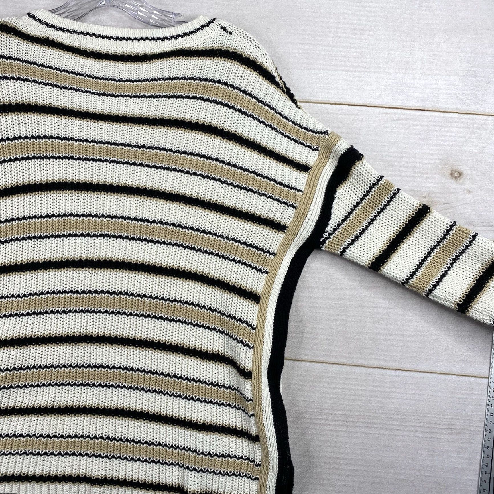 Vintage Max Studio Sweater Womens S Cable-Knit Dolman Sleeve Roll Neck Stripe Pullover Brown Cream Size S / US 4 / IT 40 - 7 Thumbnail