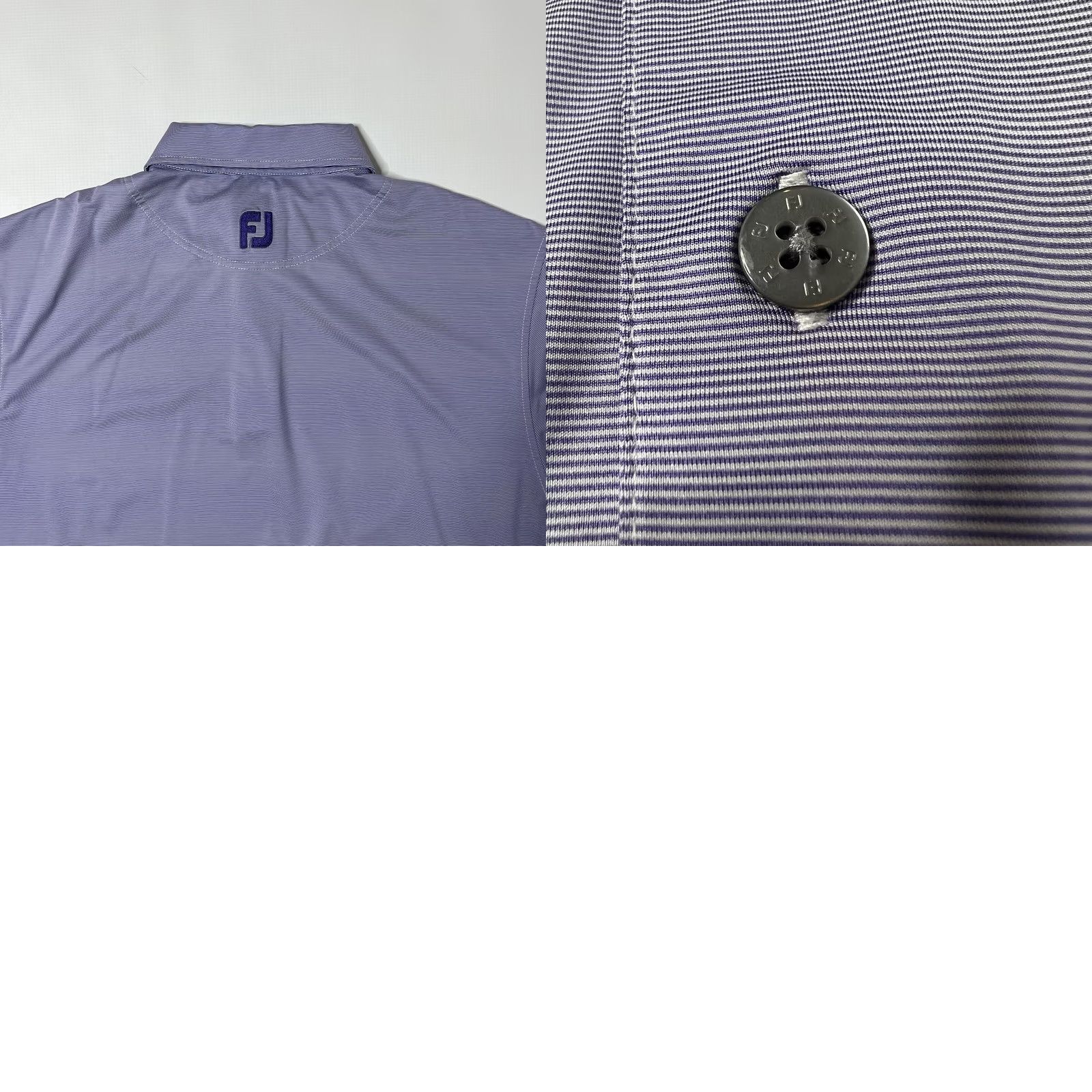 Footjoy FootJoy Polo Shirt Mens Large Purple Stripe Short Sleeve Golf Performance Stretch FJ Back Logo Size US L / EU 52-54 / 3 - 8 Thumbnail
