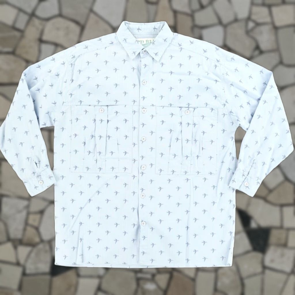 Vintage VTG Mixed Blues Goose Geese Print All Over Print 3/4 Sleeve Button Up Shirt Blue Women's S Size S / US 4 / IT 40 - 1 Thumbnail