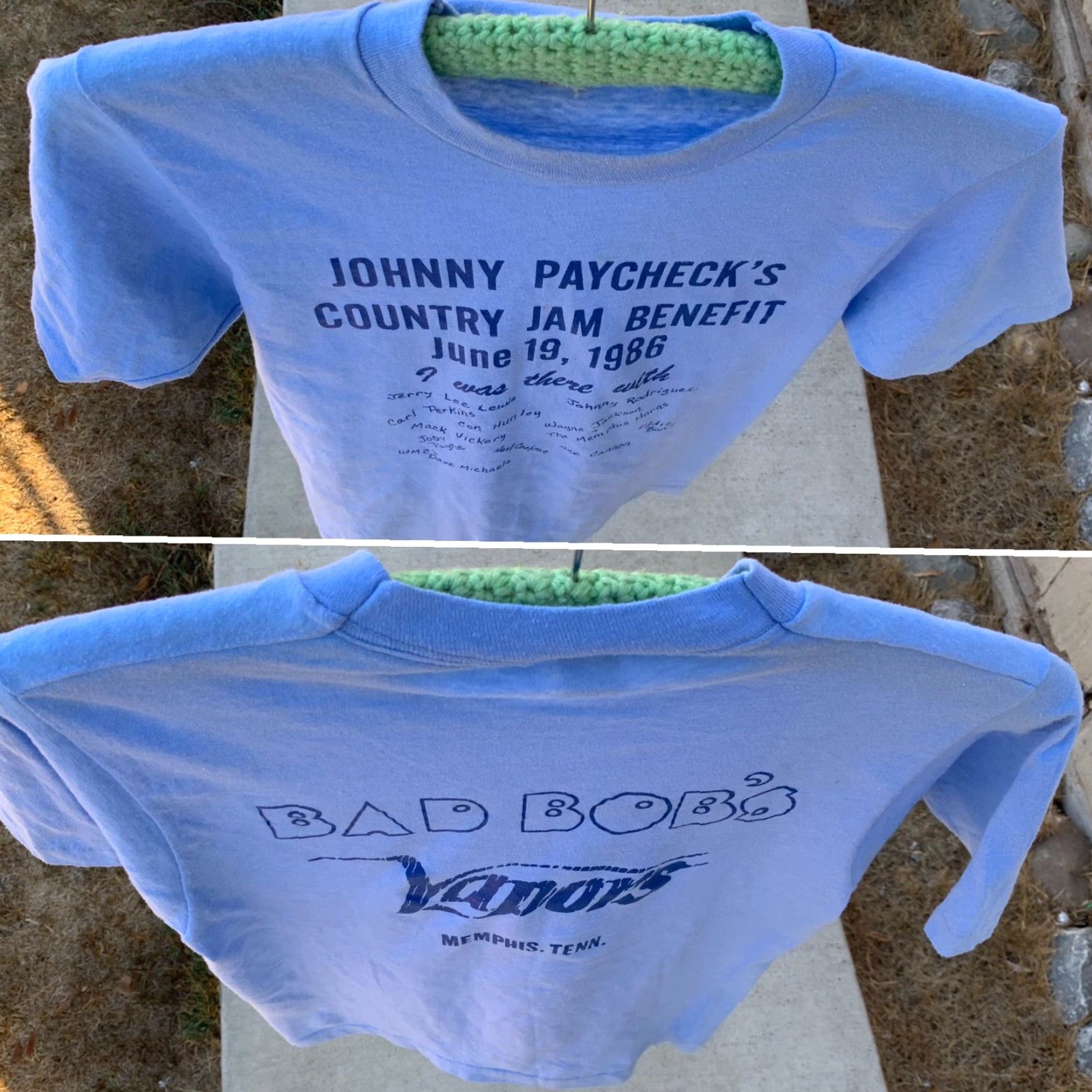 Vintage VINTAGE Johnny Paycheck’s COUNTRY JAM BENEFIT 1986 Bad Bobs Vapors MEMPHIS t-shirt Shirt Men M Blue 80s Music Concert Band Tee Size US M / EU 48-50 / 2 - 4 Thumbnail