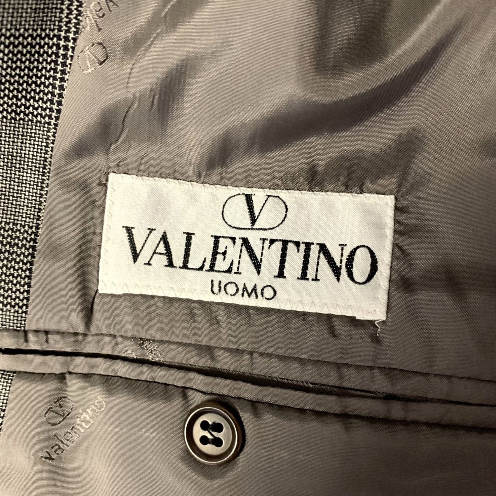 Valentino VALENTINO Blazer Grey Black Glen Check Virgin Wool Peak Lapel Size 38 Men Size 38R - 6 Thumbnail