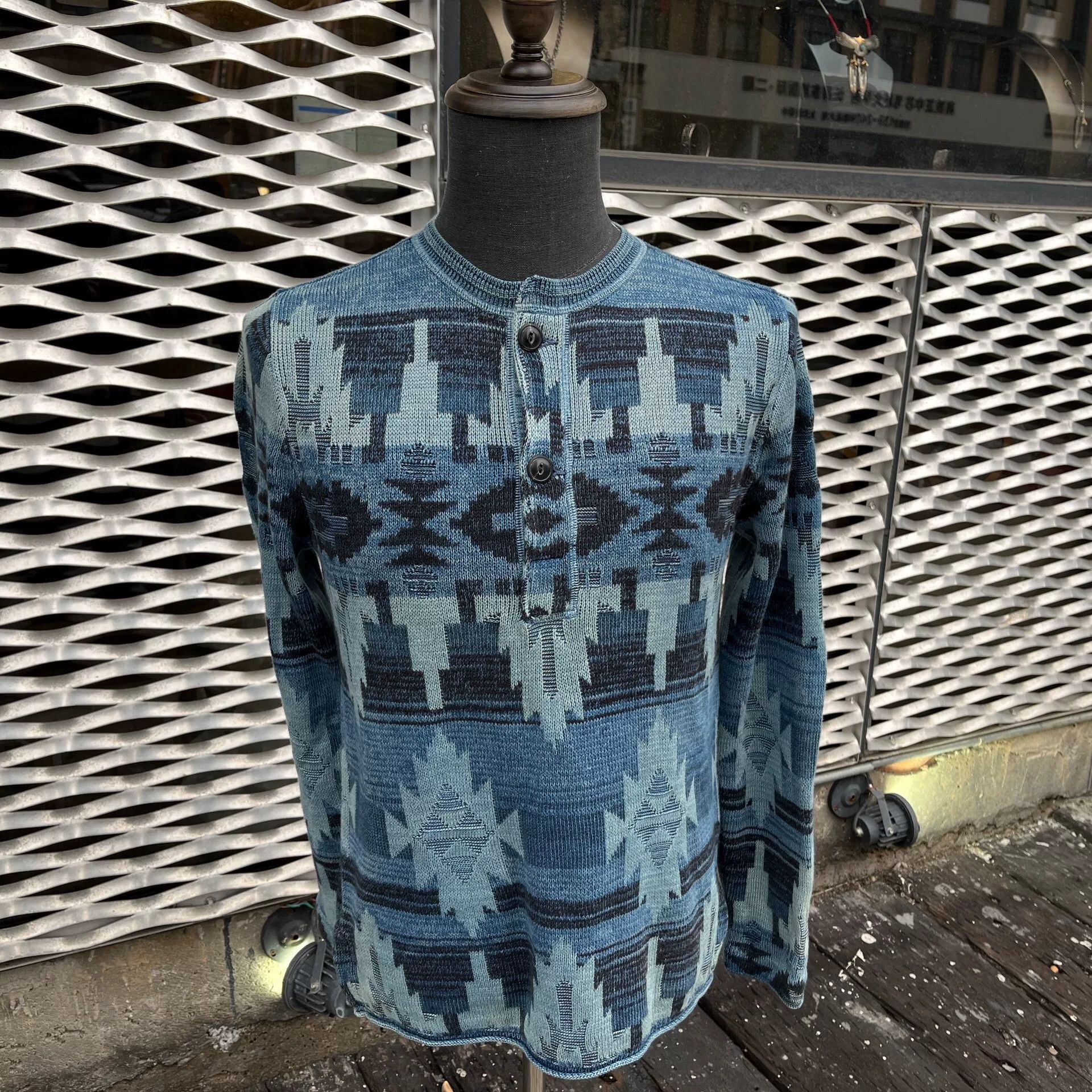 RRL Ralph Lauren blue patterned long sleeve shirt Size US M / EU 48-50 / 2 - 1 Thumbnail