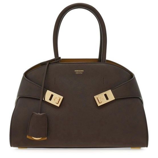 Salvatore Ferragamo FERRAGAMO Hug Medium Testa Di Moro/Burnt Ocra Top Handle Bag Size ONE SIZE - 1 Thumbnail