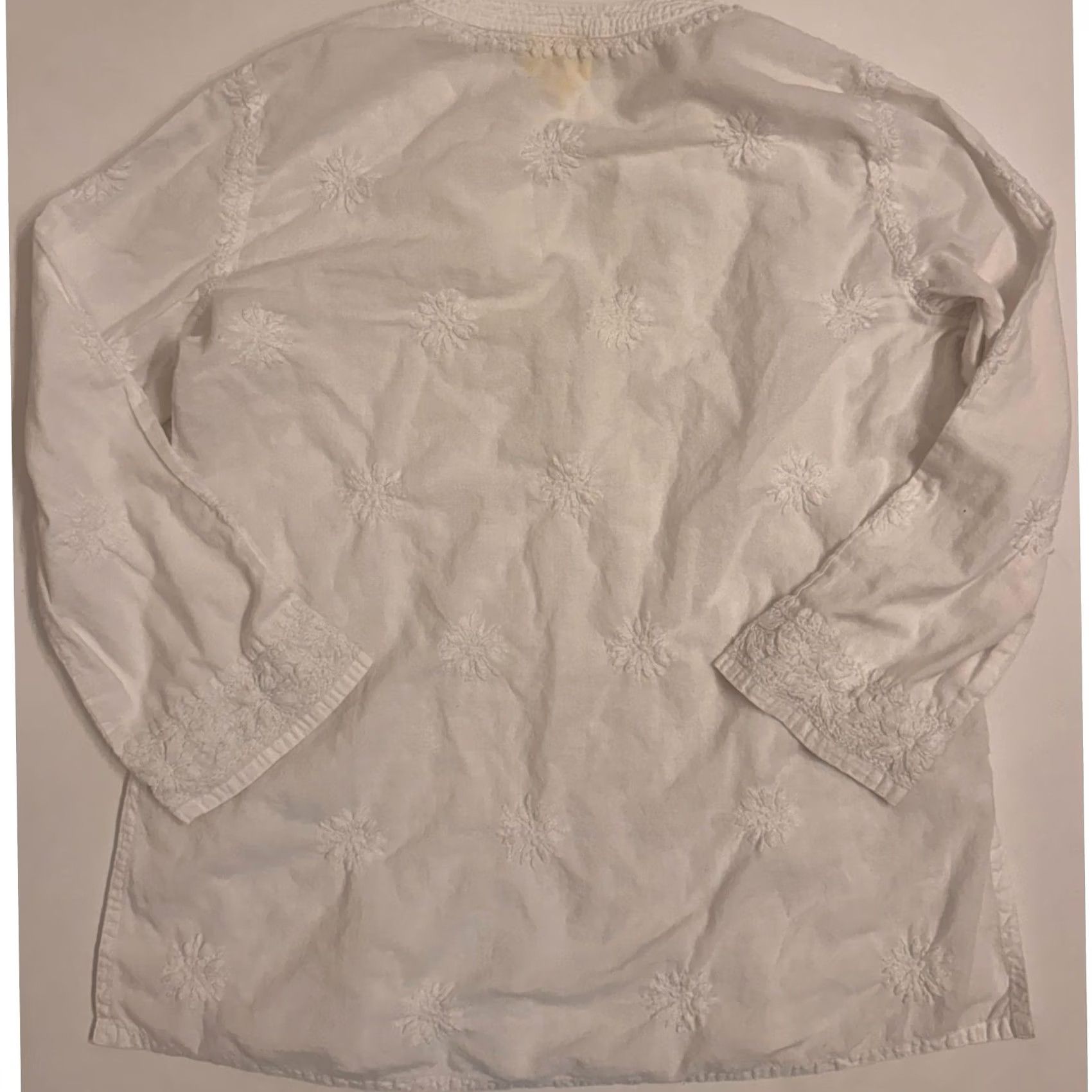 Vintage Roberta Roller Rabbit Blouse Womens S White Floral Embroidered Tunic Size S / US 4 / IT 40 - 4 Thumbnail