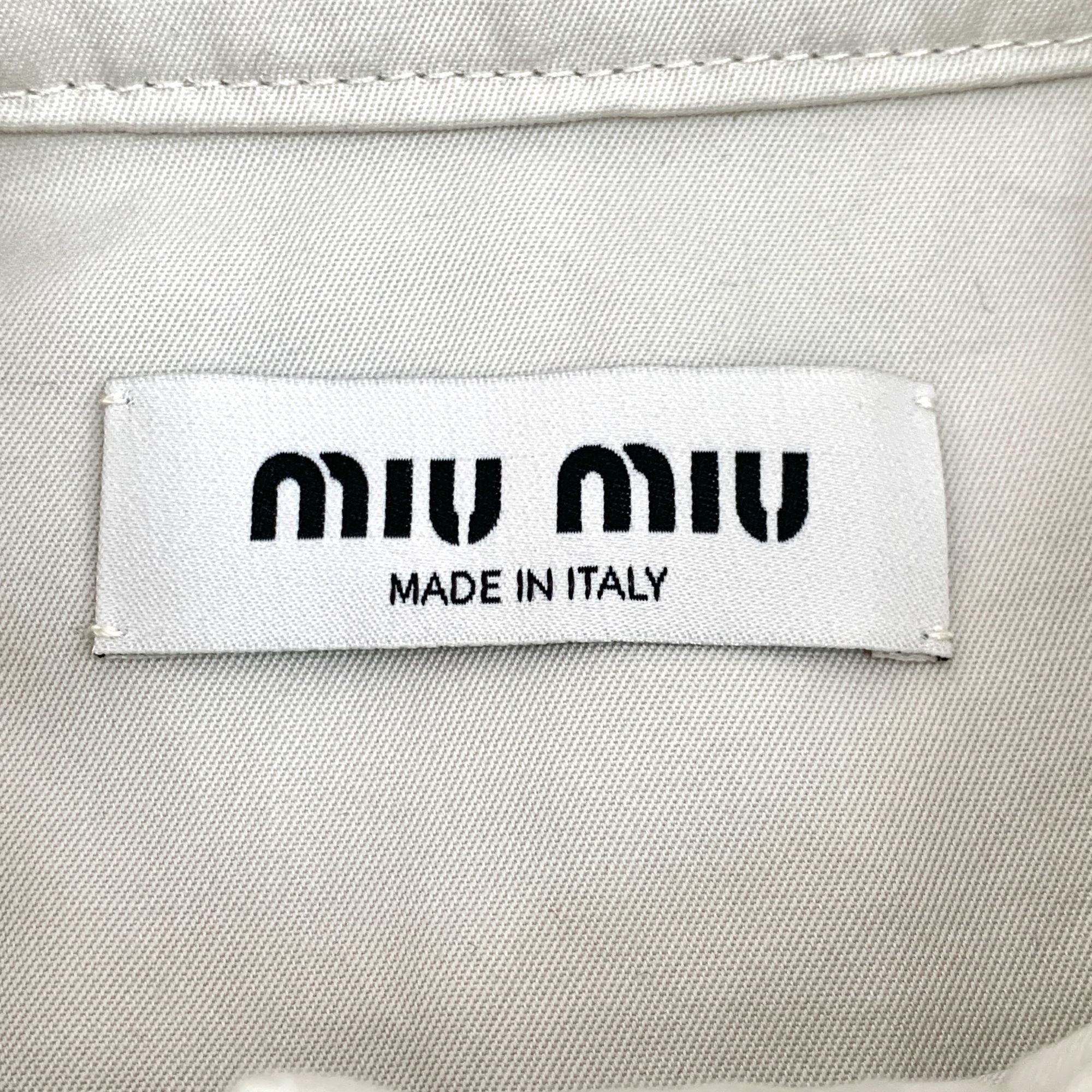 Miu Miu Miu Miu Beige Cotton Logo Utility Button-Up Shirt (Size M) Size S / US 4 / IT 40 - 2 Thumbnail