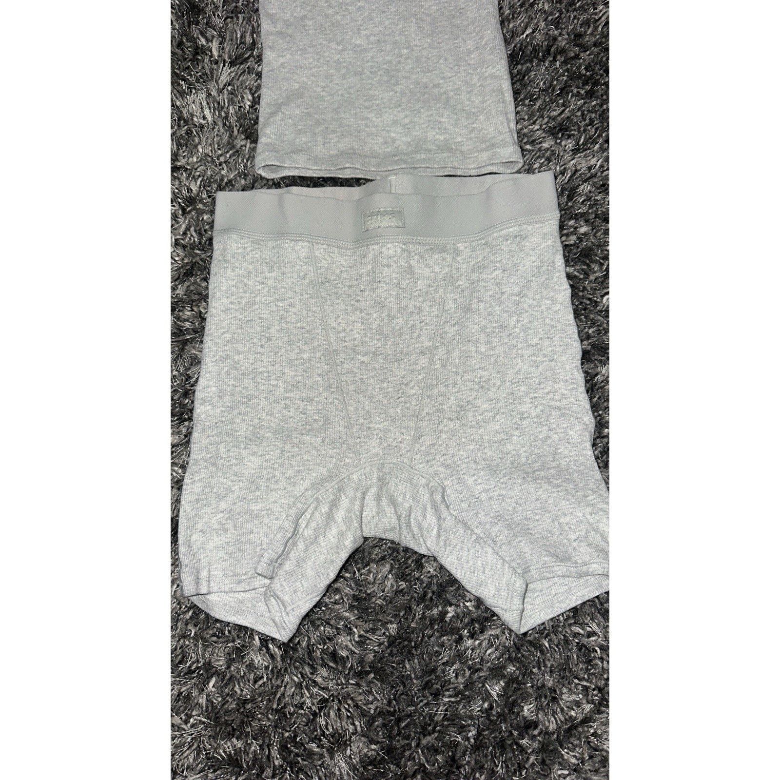 SKIMS SKIMS NWOT RIB COTTON SHIRT AND BOXER SHORT SET Size ONE SIZE - 4 Thumbnail