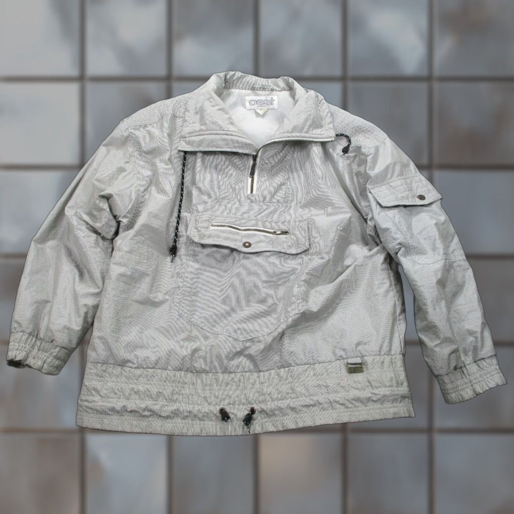 Vintage VINTAGE OSSI Skiwear Jacket Womens M Front Pouch Stand Up Collar Gray Striped 1/4 Zip Pocket Wind-Resistant Insulated Size M / US 6-8 / IT 42-44 - 1 Thumbnail