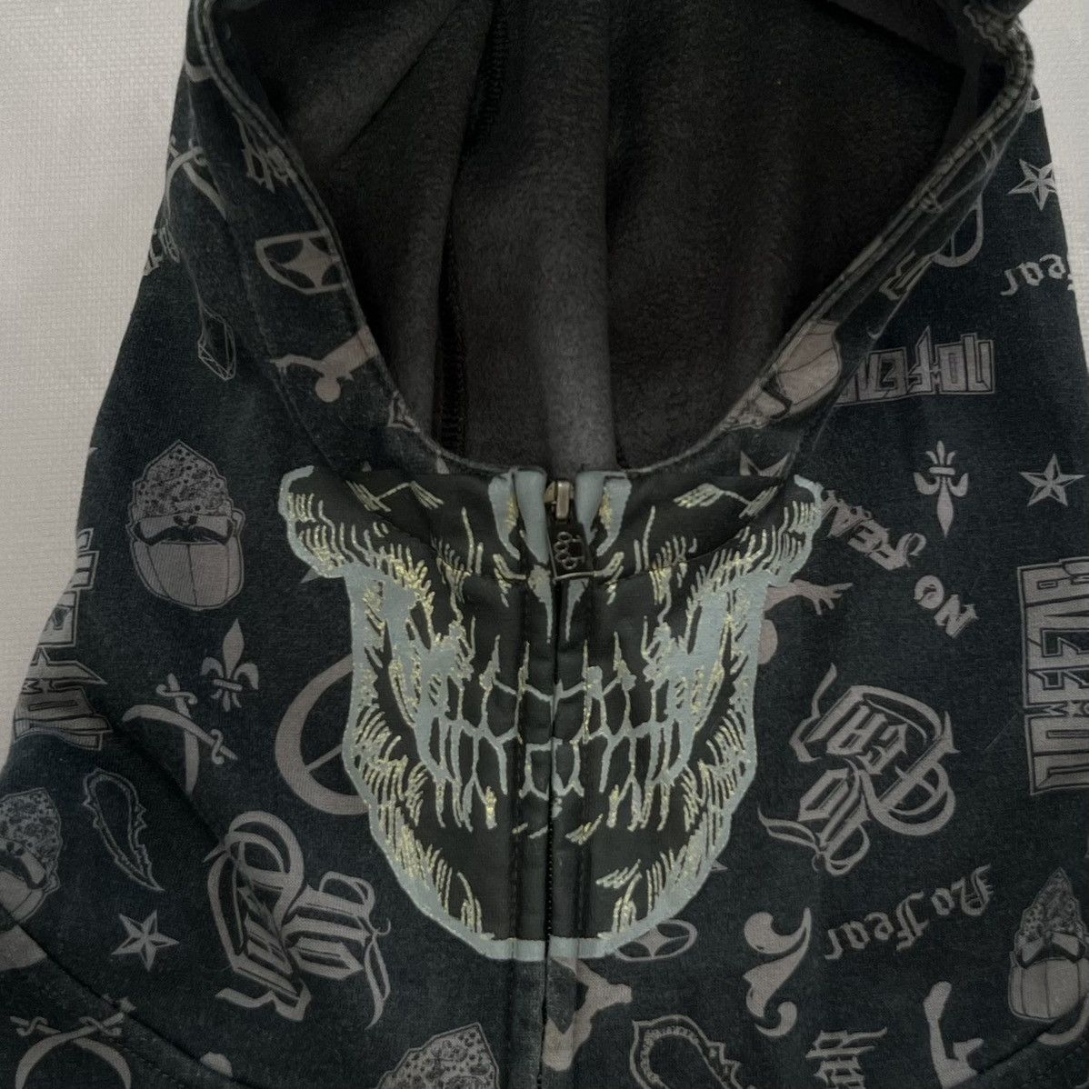 Rare Vintage No Fear Skull Zip Hoodie Y2k SK8 Opium Style