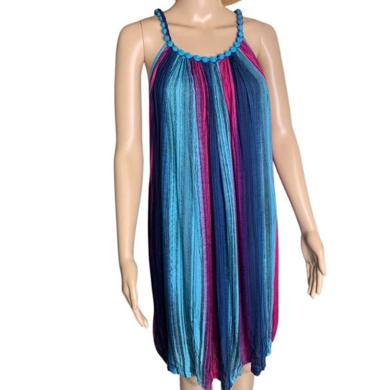 Handmade Vintage Hand Made Midi Summer Boho Tank Dress Women One Size Size ONE SIZE - 4 Thumbnail