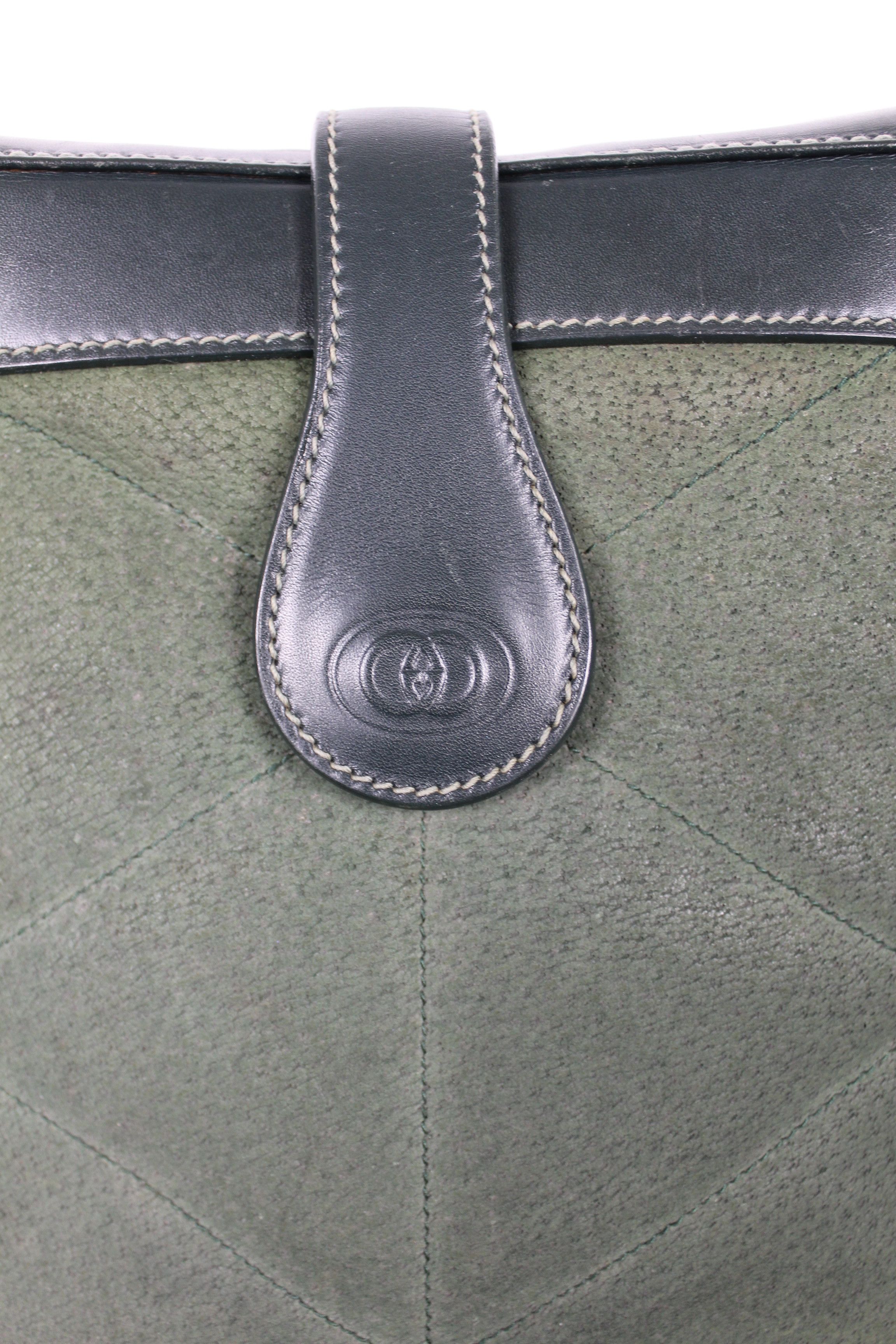 Gucci Gucci Green Suede Leather Bucket Crossbody Bag Gold Hardware Size ONE SIZE - 6 Thumbnail