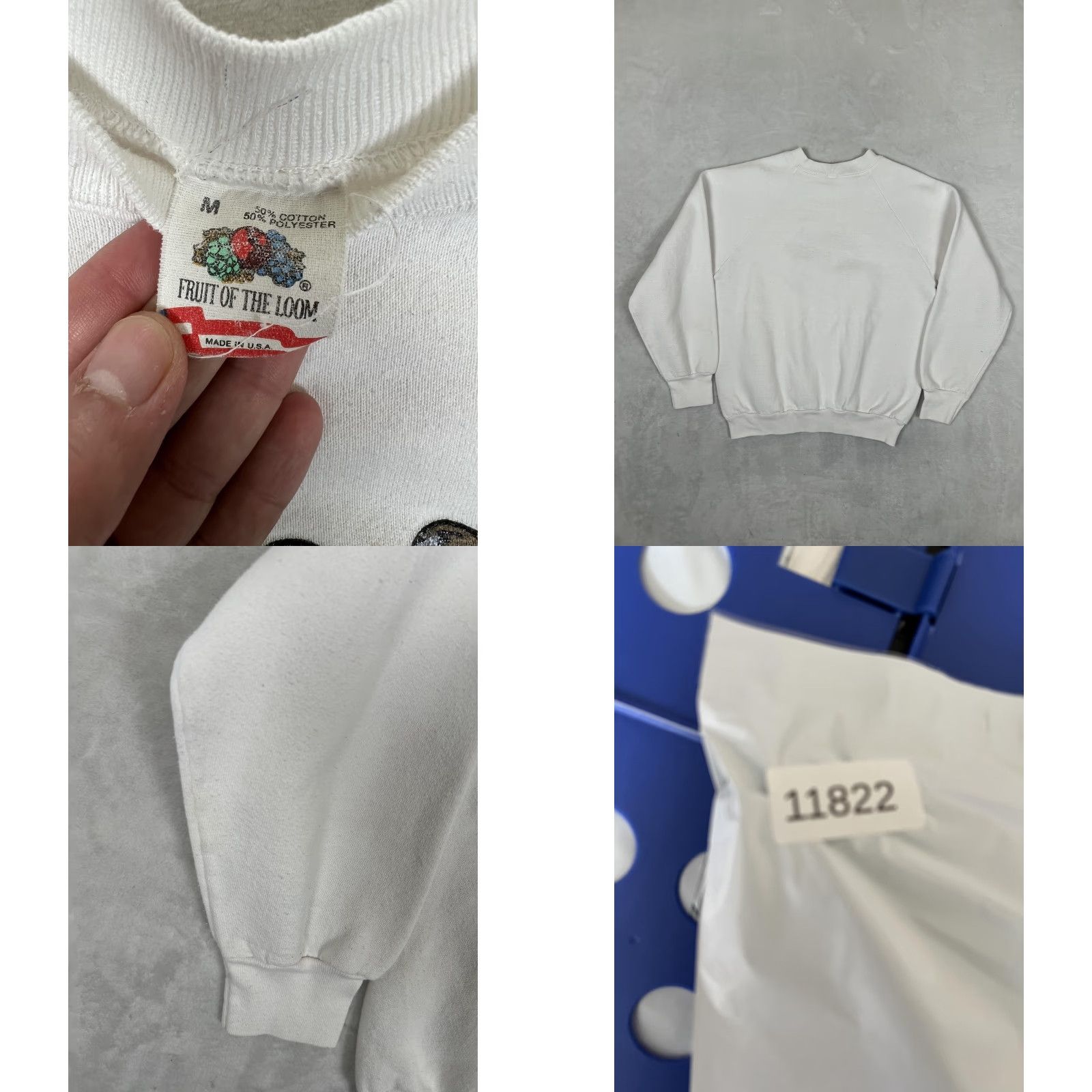 Fruit Of The Loom VINTAGE Doerr Crest Sweatshirt Mens M White Fleece Made in USA 90s Size US M / EU 48-50 / 2 - 8 Thumbnail