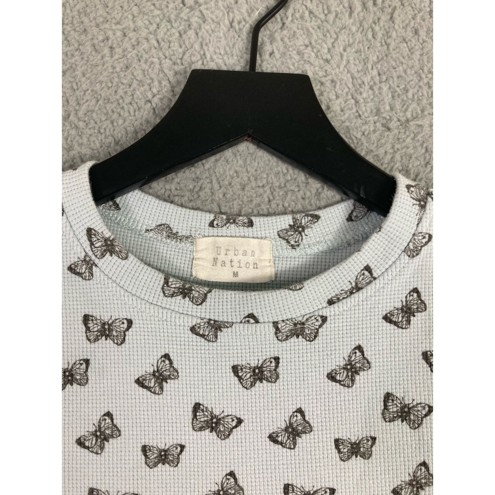 Other Urban Nation Women's M White Butterfly Print Crop Top Short Size M / US 6-8 / IT 42-44 - 2 Thumbnail