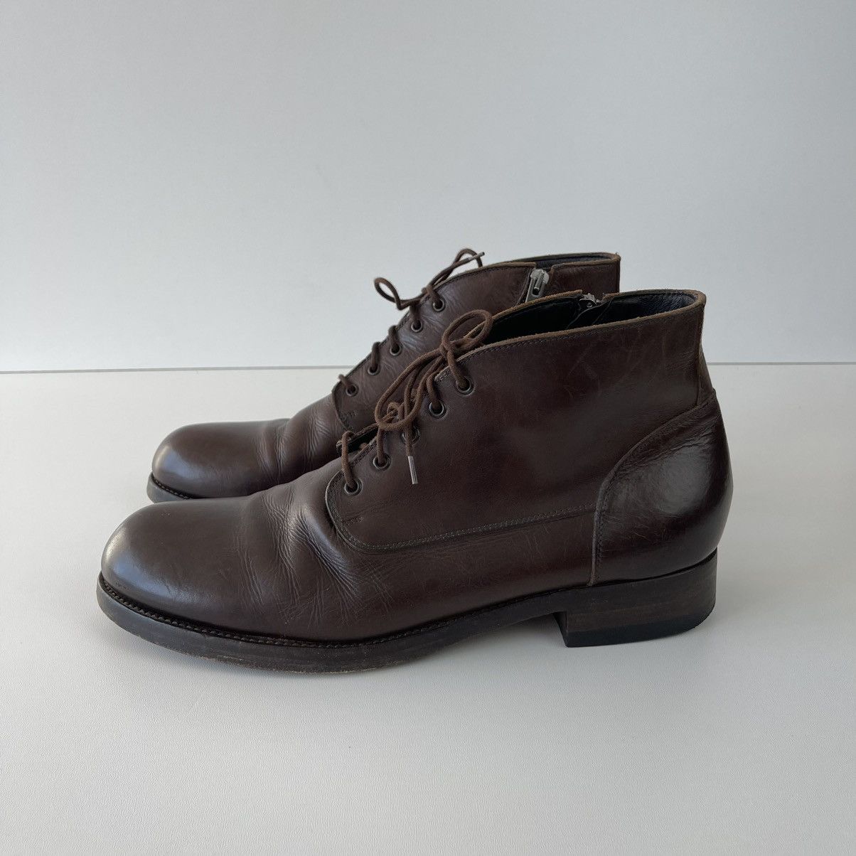 Pantanetti Pantanetti High Ankle Leather Zip Boots Brown Made in Italy Size US 12 / EU 45 - 2 Thumbnail