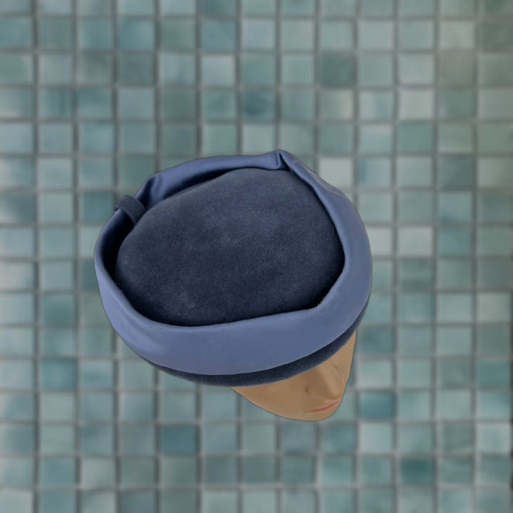 Vintage VINTAGE Cedar Crest Blue Pillbox hat Round Made in Italy 7 1/8 Wool 100% Wool Formal Women’s Size ONE SIZE - 1 Thumbnail