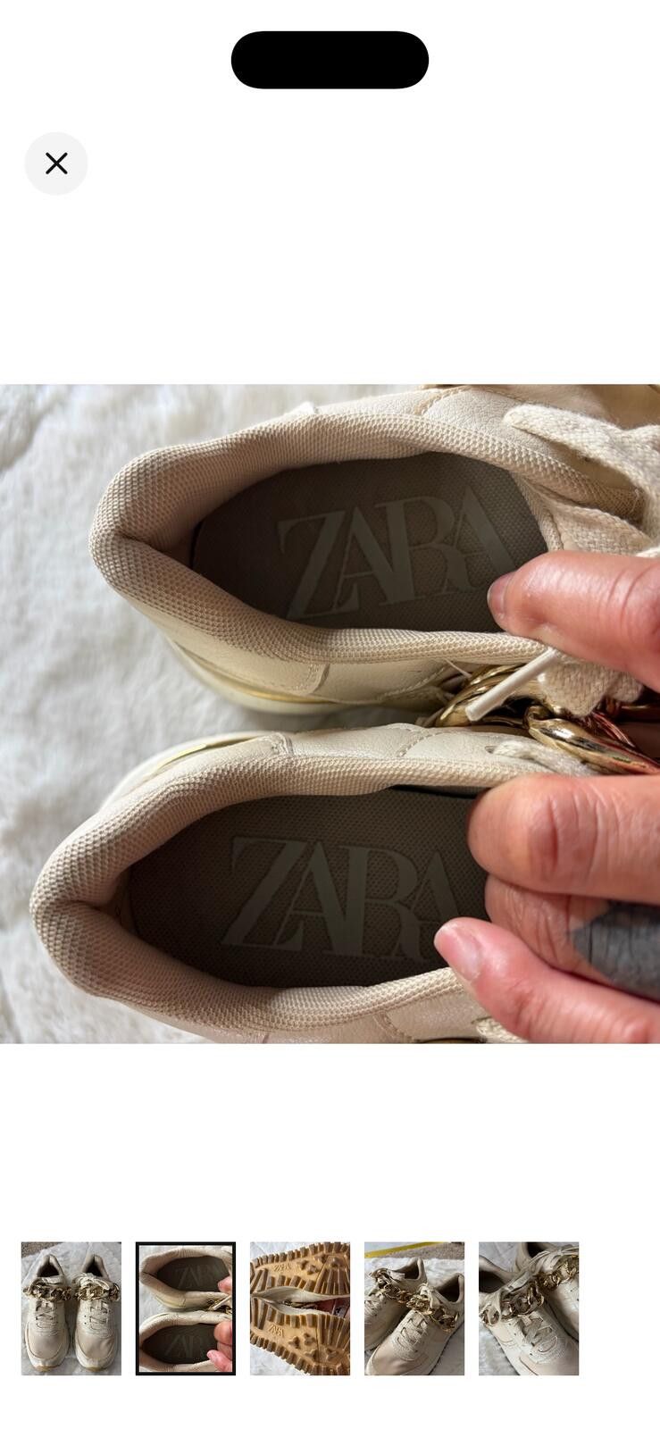Zara Zara Cream Sneakers with Gold Chain Accent Size US 8 / IT 38 - 2 Thumbnail