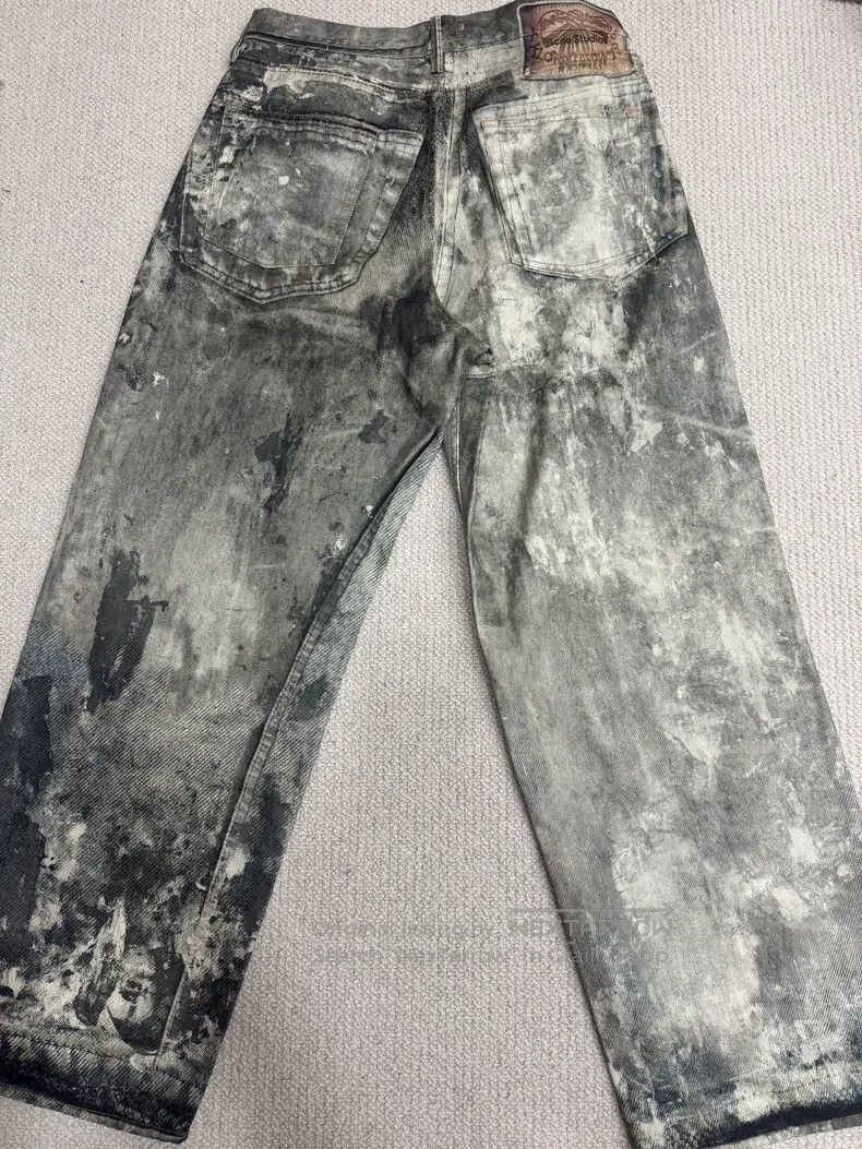 Acne Studios Acne Studios 3D Printed Splashed Distressed Denim Pants, S Size US 34 / EU 50 - 2 Thumbnail