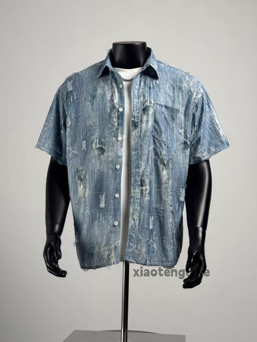 Vintage Unisex washed faded festival denim damaged shirt Size US M / EU 48-50 / 2 - 3 Thumbnail