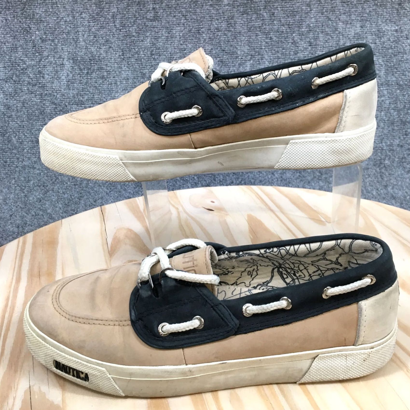 Nautica Nautica Mens Boater II Boat Shoe Khaki Lace Up Comfortable Low Top Round Toe Shoes 8.5 Size US M / EU 48-50 / 2 - 4 Thumbnail
