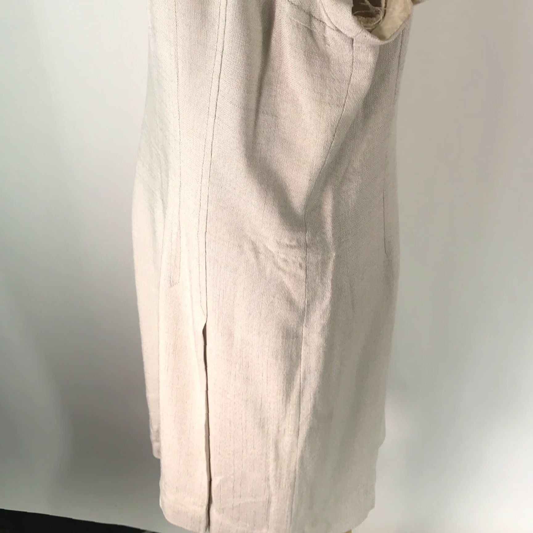Vintage VINTAGE WM Dress Beige Sheath Round Neck Short Sleeve Knee Length Size 46 Womens Size 32" / US 10 / IT 46 - 5 Thumbnail